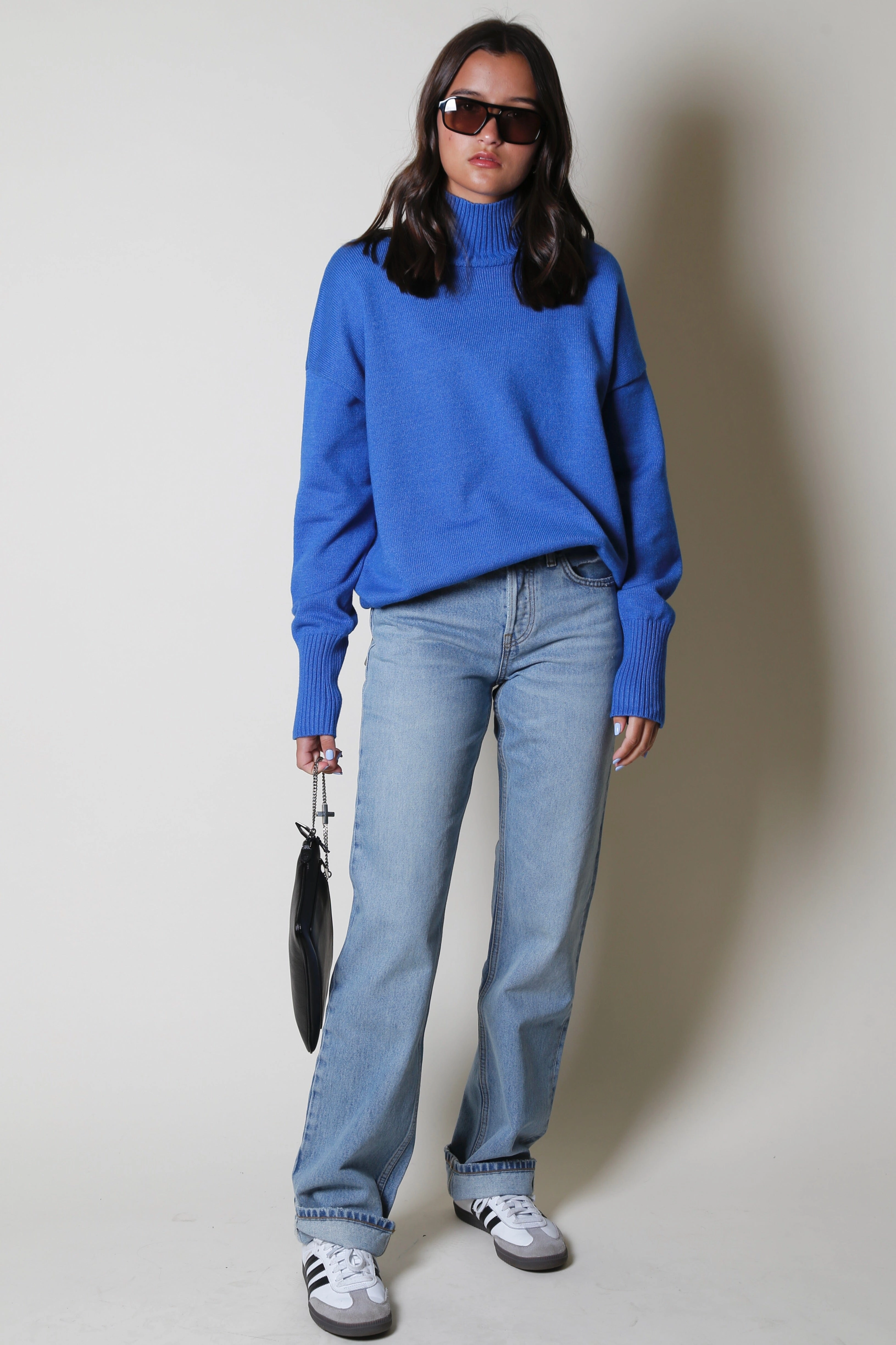 Durable Blend Easy Fit The Kylee Knit Pullover Sweater - Blue
