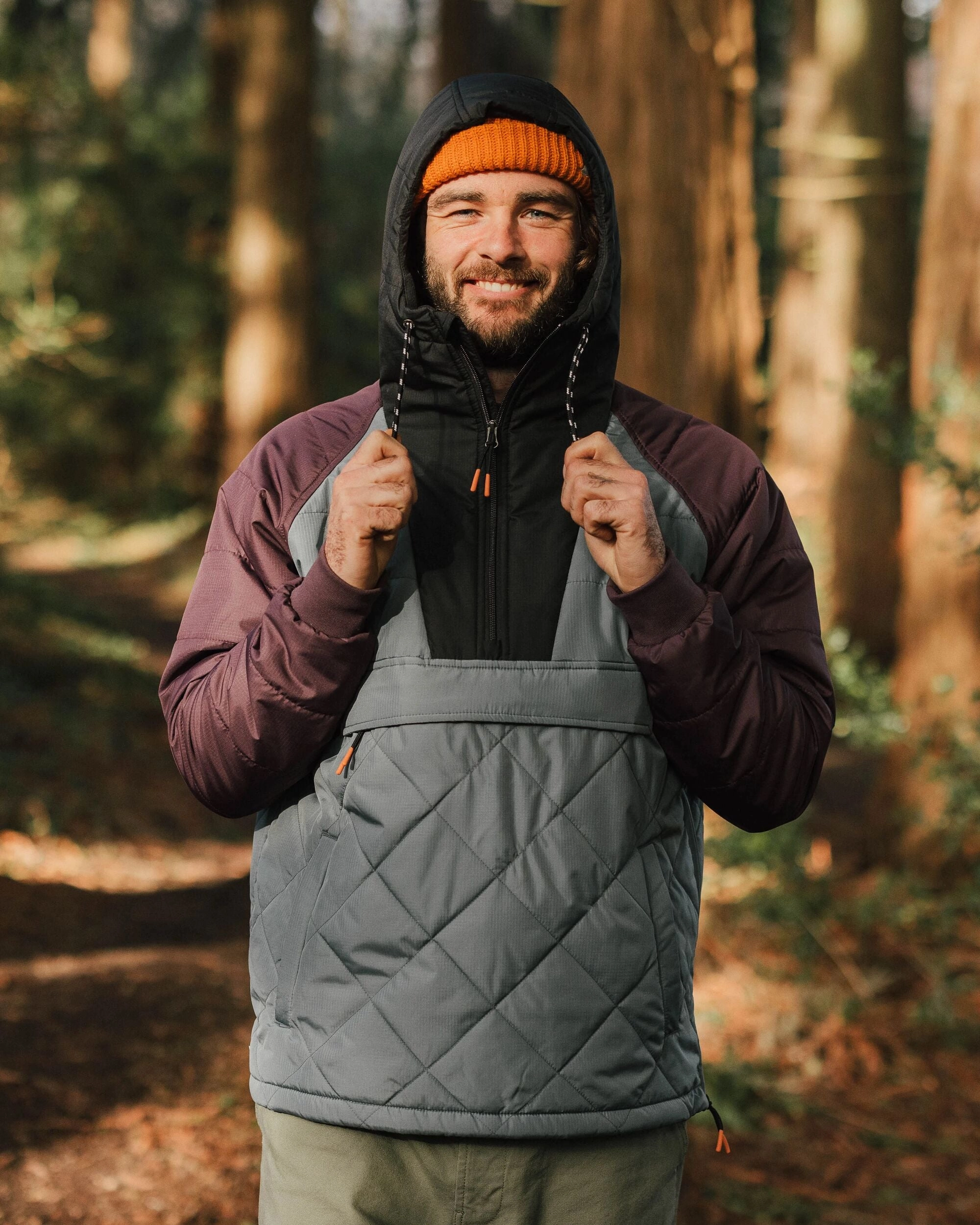 CompactFoldable Waterproof Shell Oceanic Recycled Insulated Anorak - Storm Grey/Deep Plum