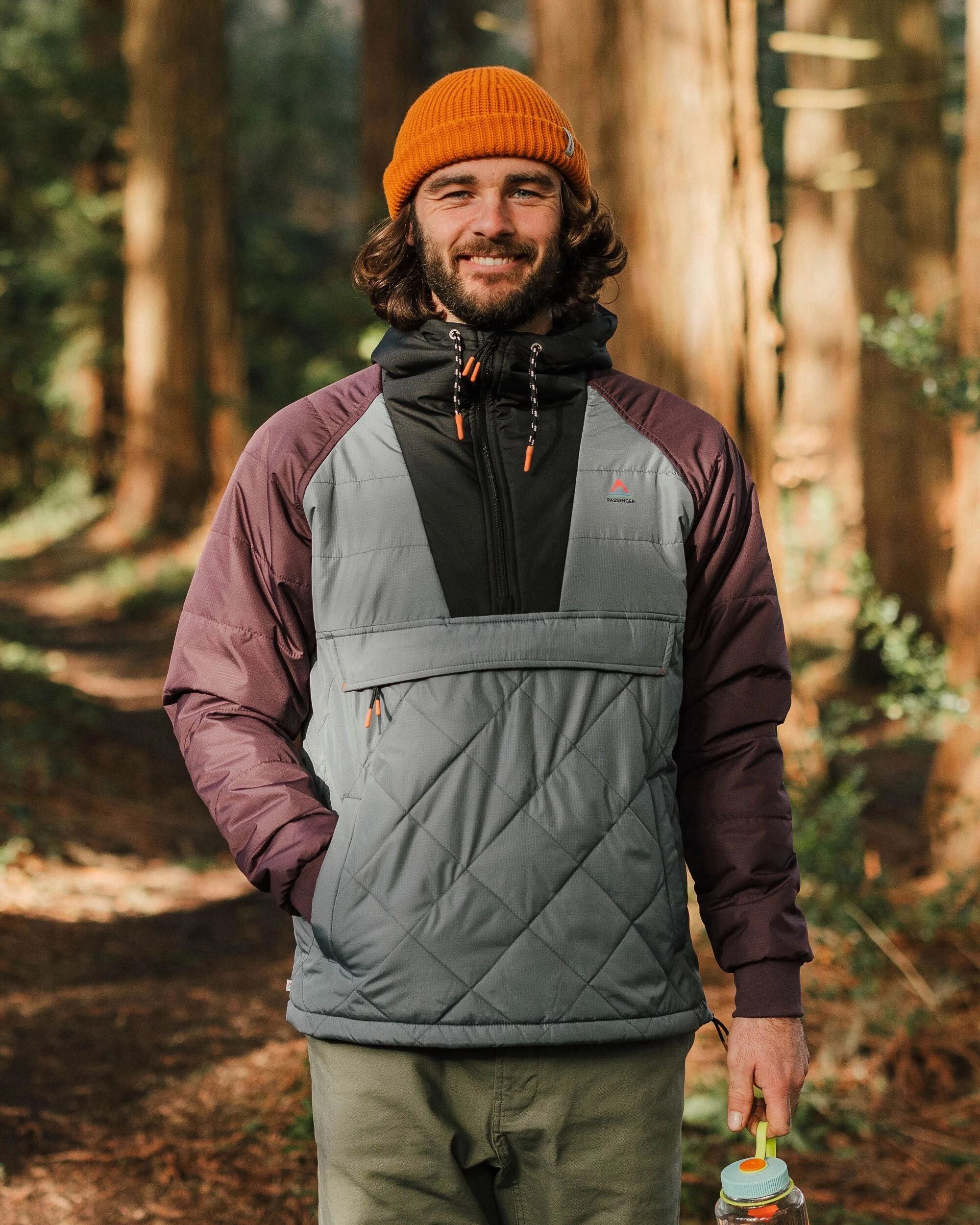 Ultra Lightweight Design Bonded Zippers Oceanic Recycled Insulated Anorak - Storm Grey/Deep Plum