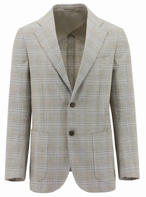 Genoa Beige Checked Sports Jacket Comfortable lining