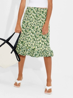 Structured Floral Print Skirt Cozy Vibes