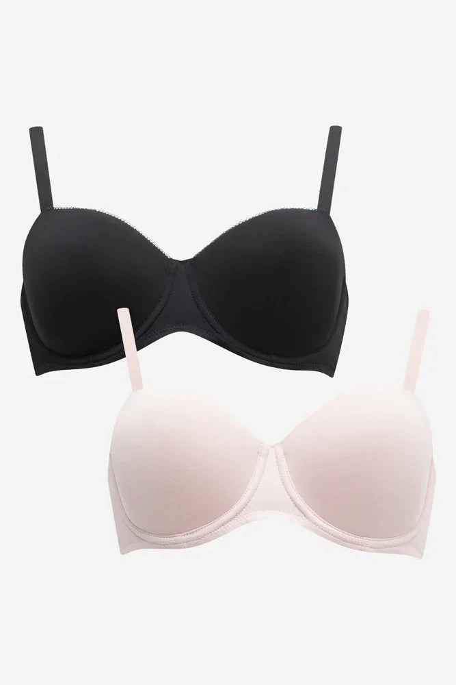 Elastic stitching seams 2 Pack Smooth Multiway Bras Black & Light Pink