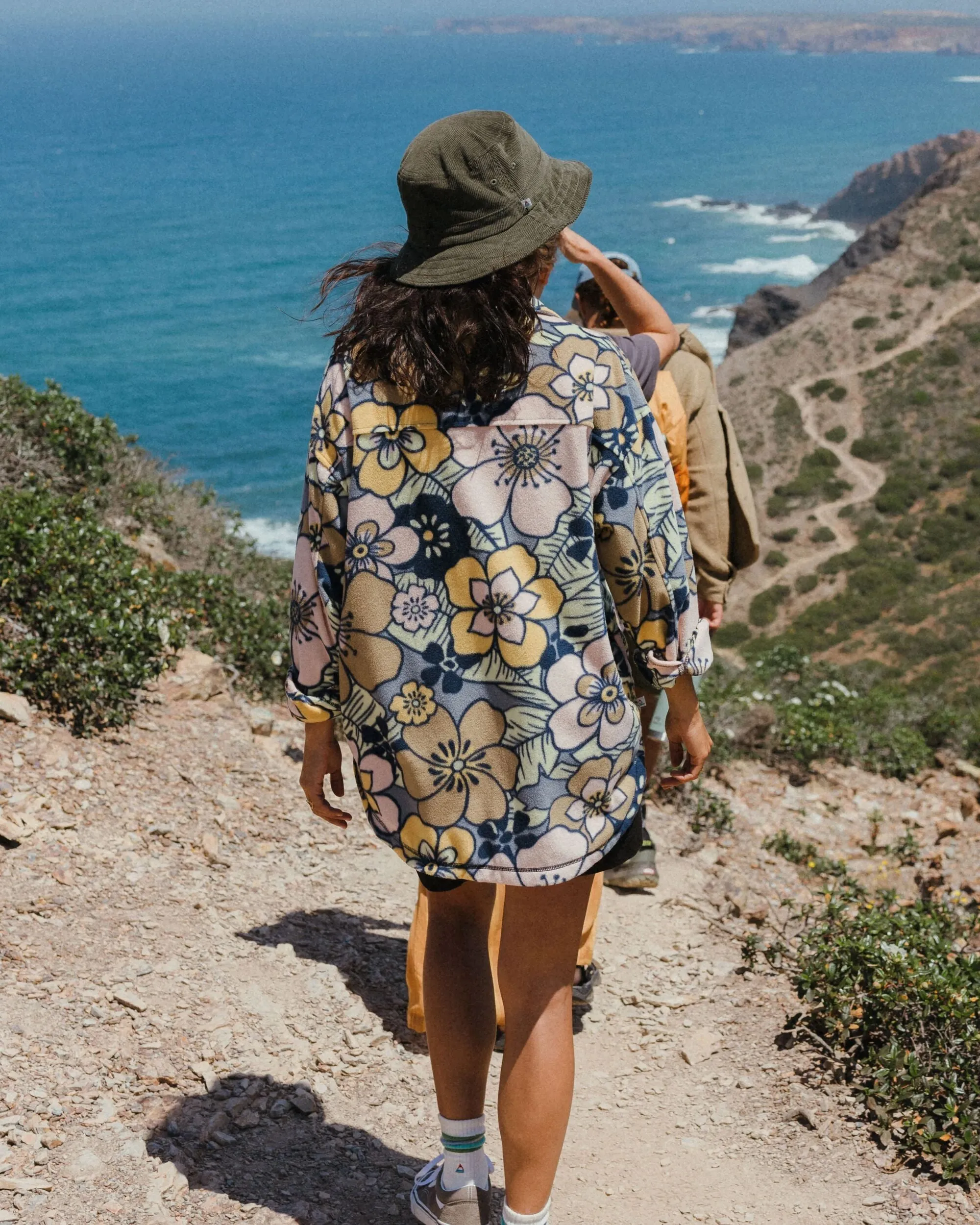 East Recycled Polar Fleece Shirt - Vintage Floral Sunlight Waffle Weave