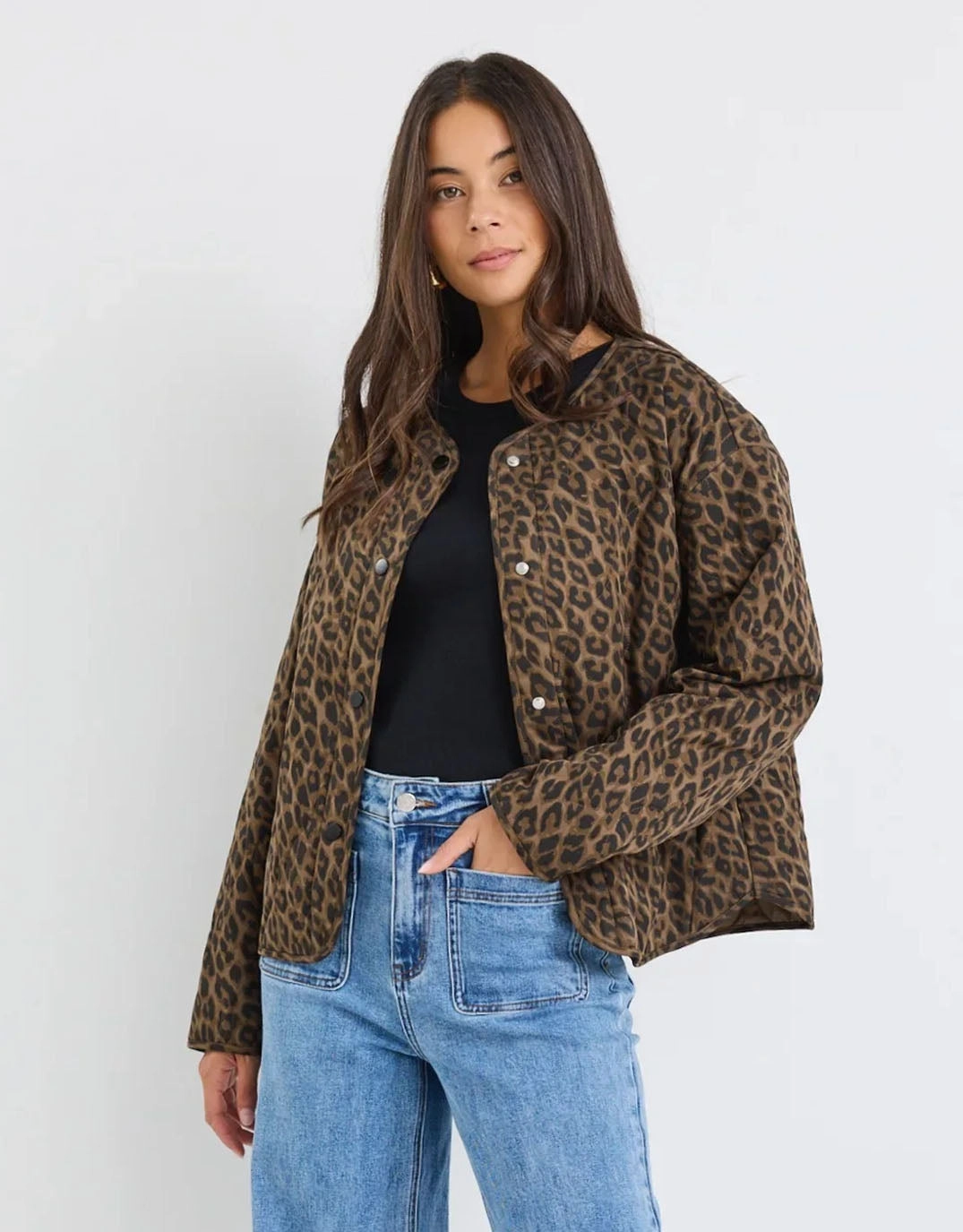 Apex Collarless Puffer Jacket - Animal Print Layer Piece