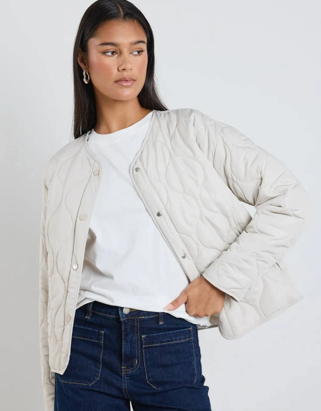 Tapered Hem Apex Puffer Jacket - Putty