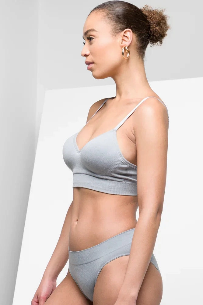 Long fit Layered Coverage Design Seam-Free Bralette Grey