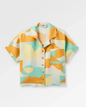 Arden Linen Short Sleeve Shirt - Vista Patchwork Yellow Eco Dye Technique