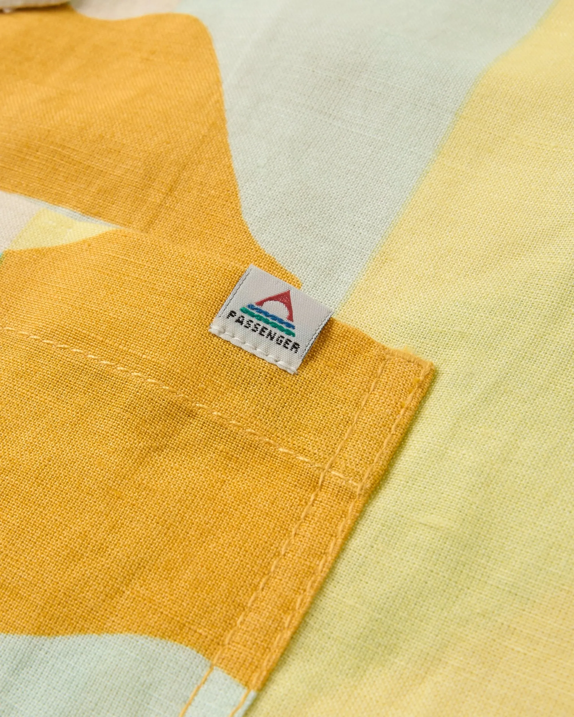 Arden Linen Short Sleeve Shirt - Vista Patchwork Yellow Tailored Style Smart Look