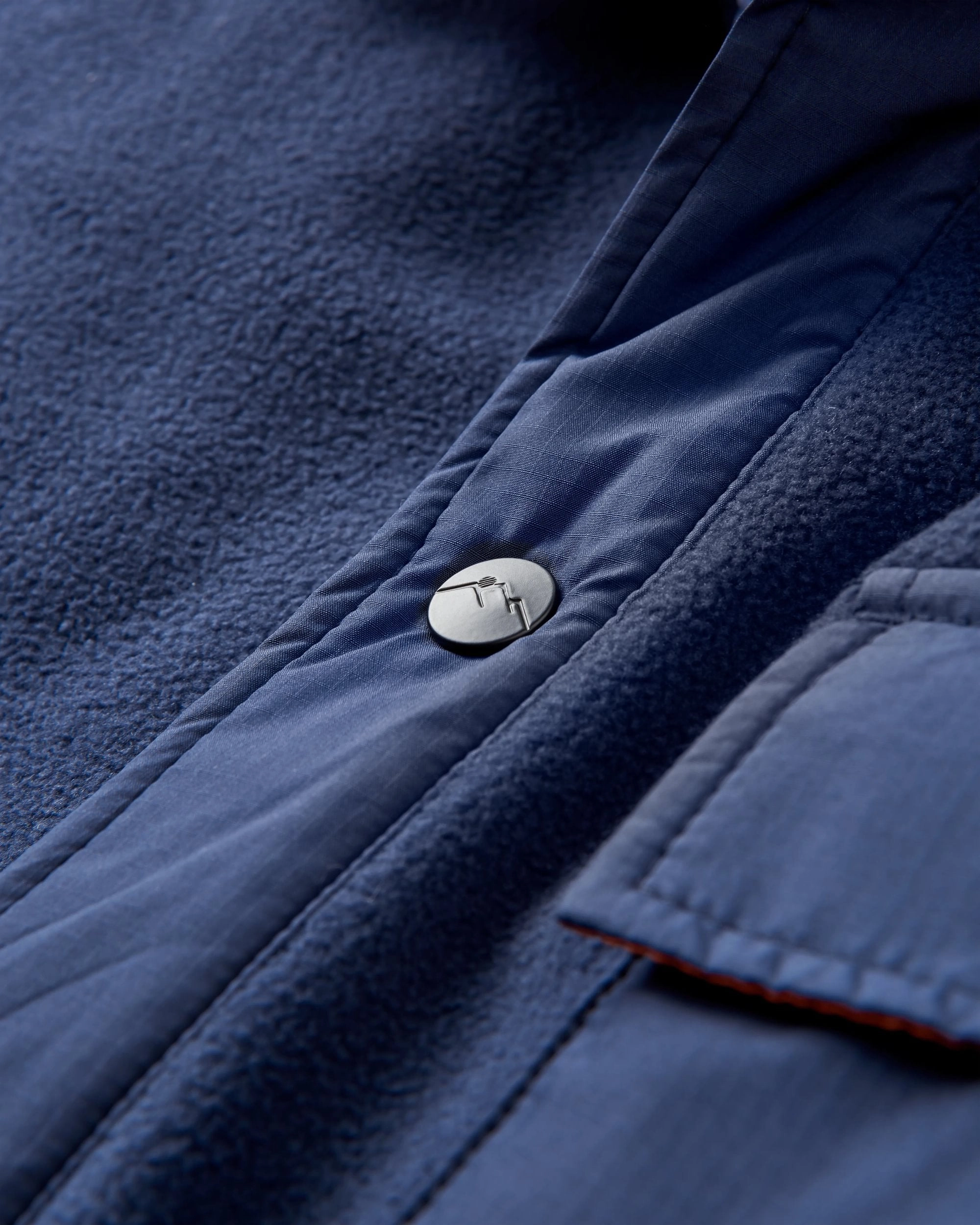 Eco Friendly Dye Firelight Sherpa Lined Overshirt - Rich Navy