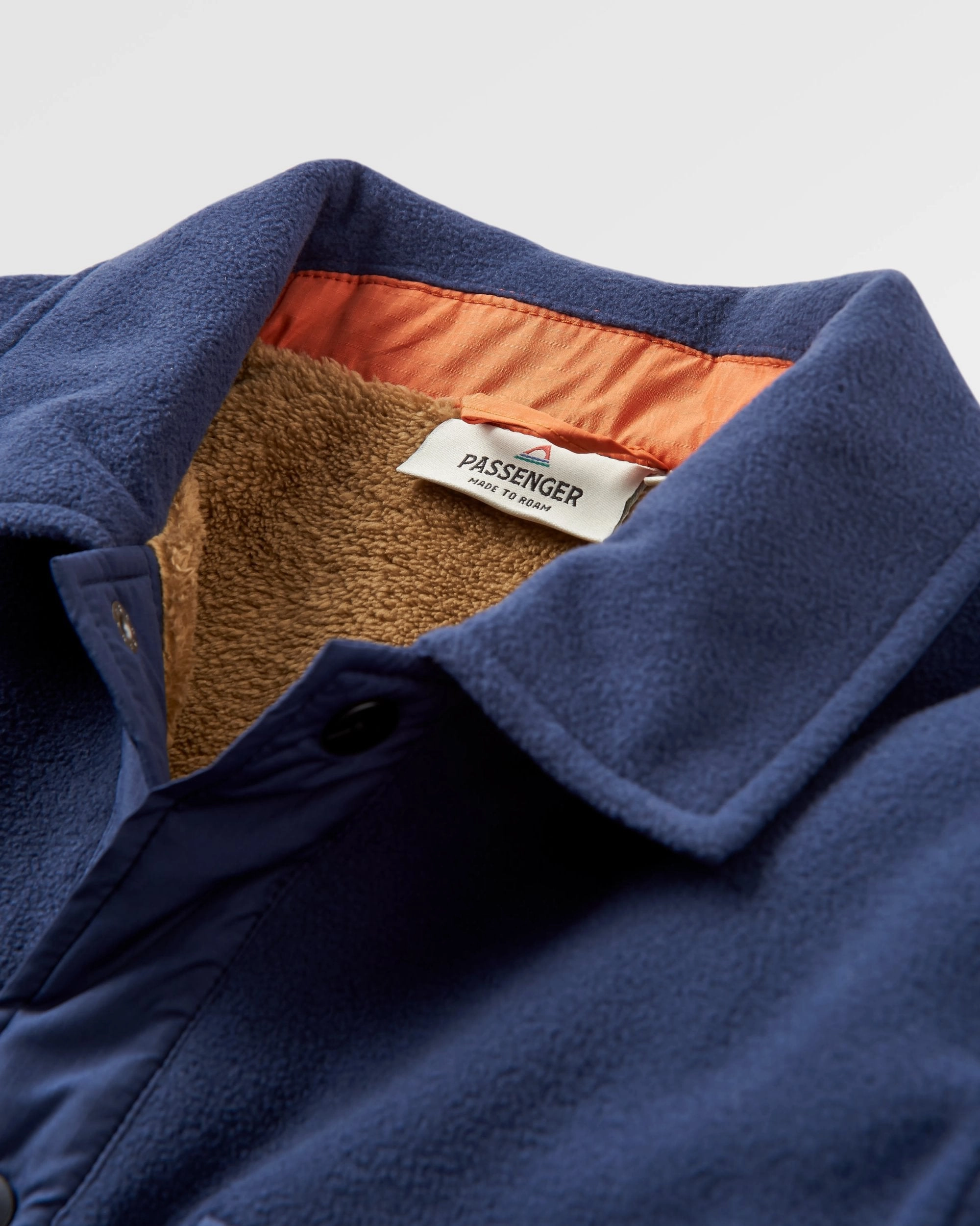 Non Slip Collar Very Cold Firelight Sherpa Lined Overshirt - Rich Navy