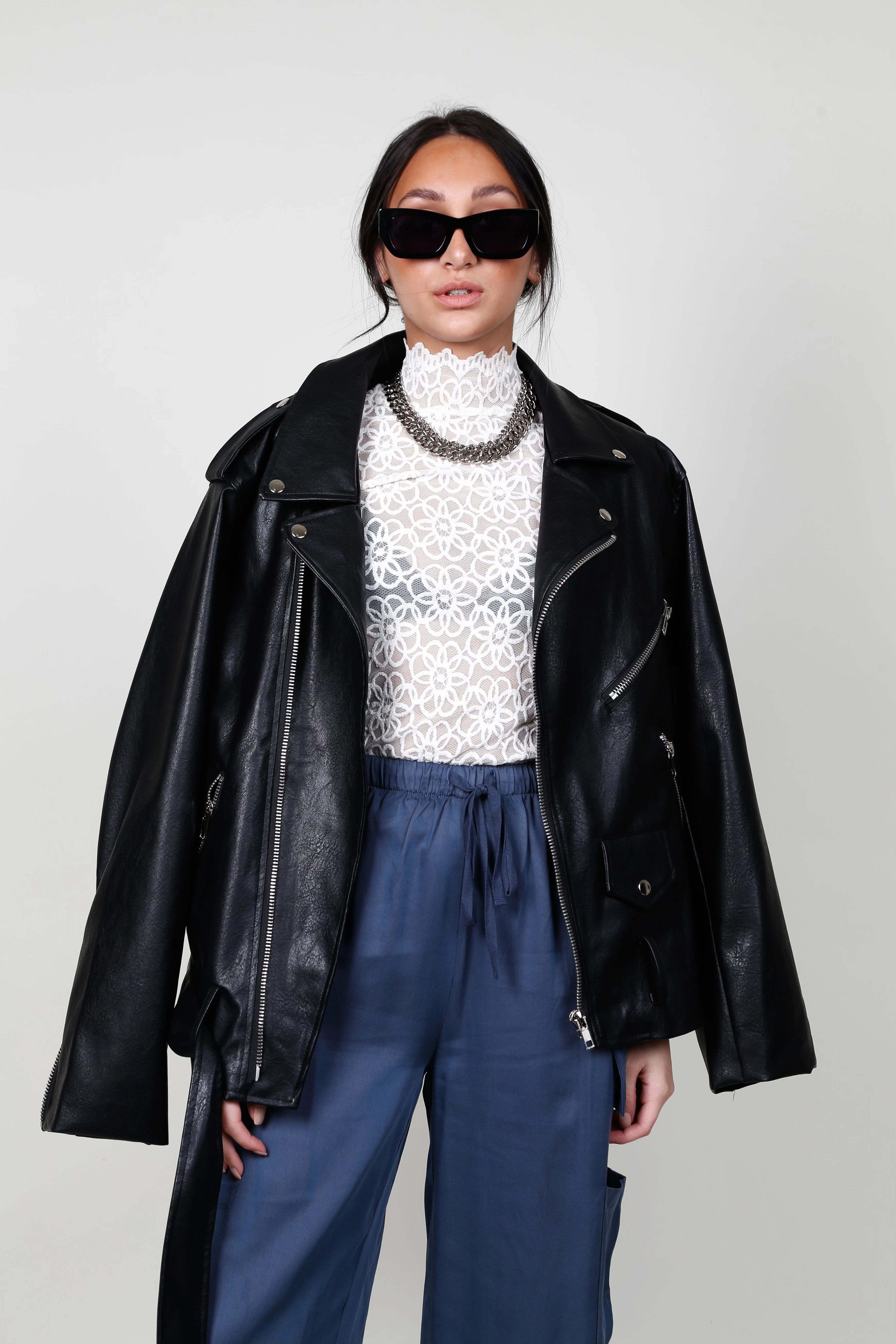 DoubleLayeredEdges Heavyweight Fabric The Carmen Leather Jacket - Black