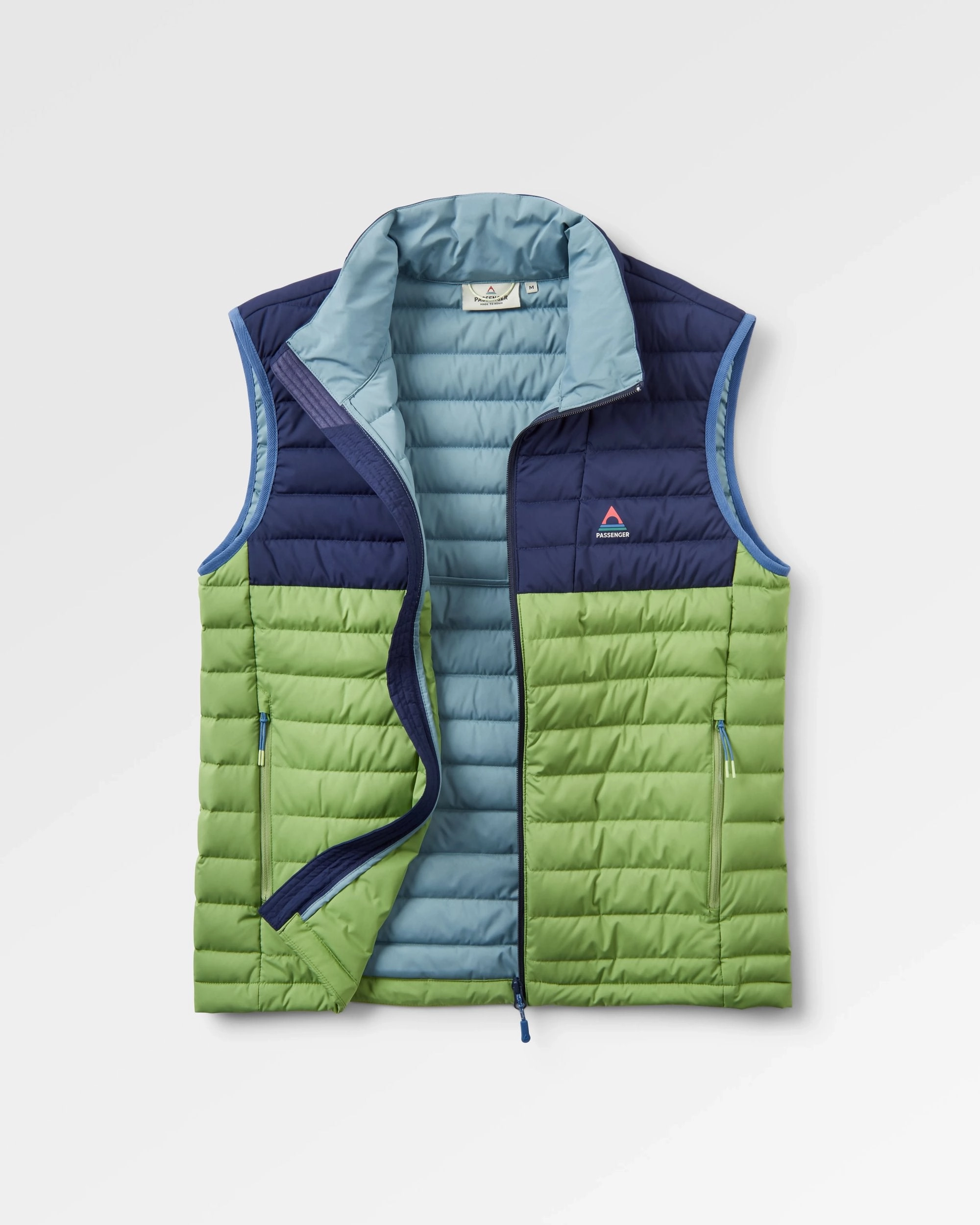 Ashland Down Recycled Gilet - Rich Navy/Pear Green Tailored Cut