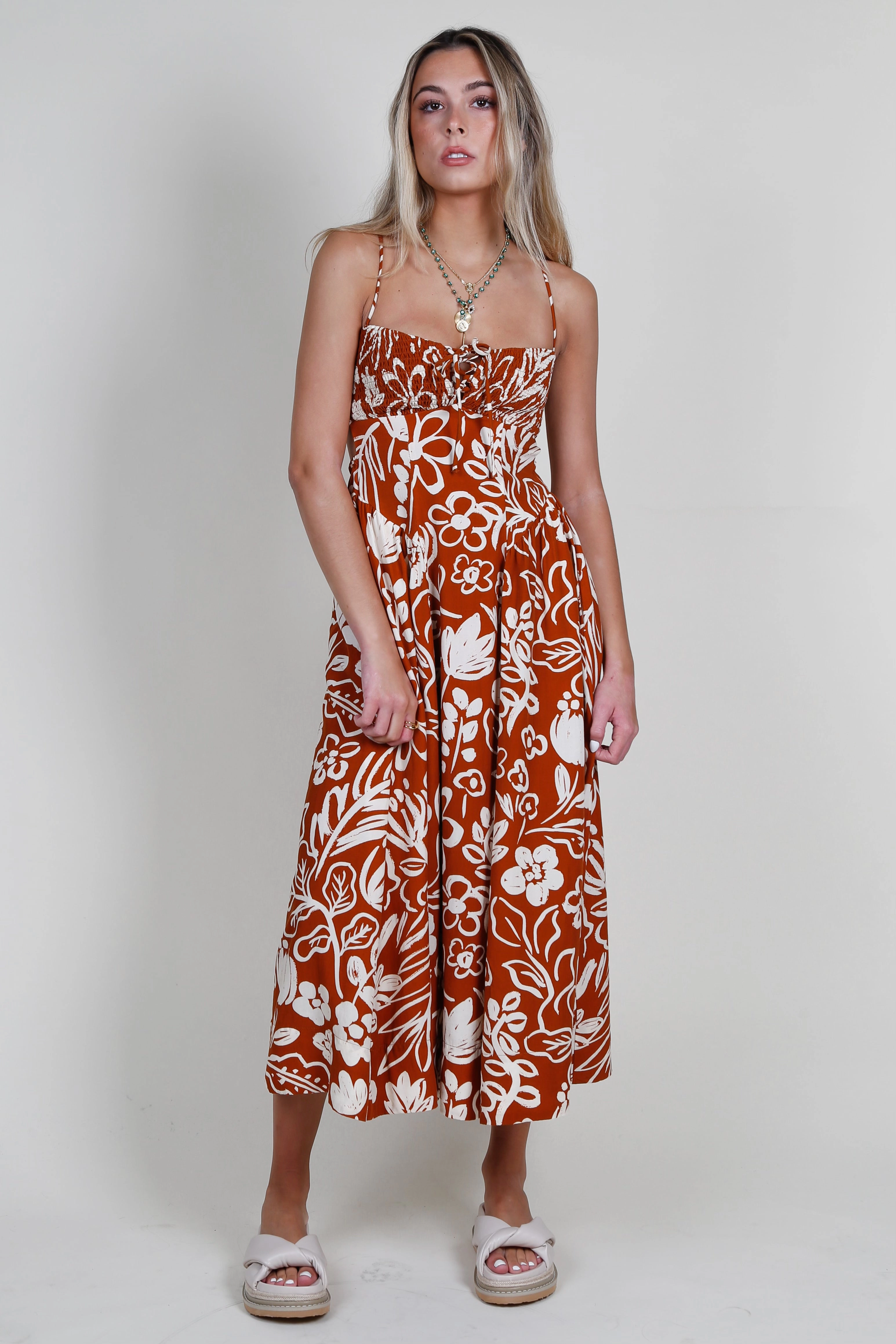 Cool Texture ASTR | Sarai Dress - Rust