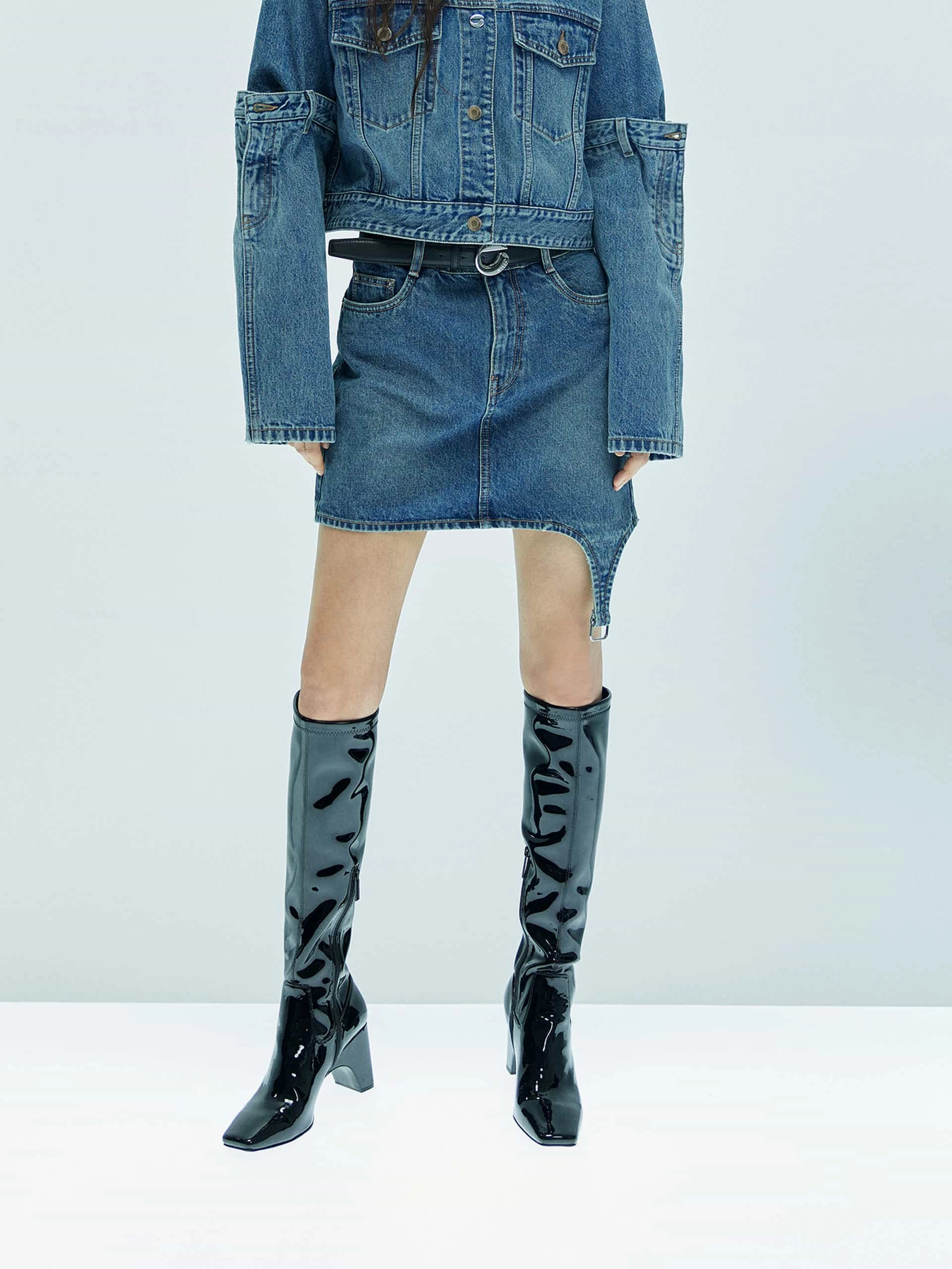 Casual Edge Asymmetric Cotton Mini Skirt