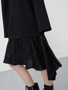 Visual Outfit Asymmetric Jacquard Skirt