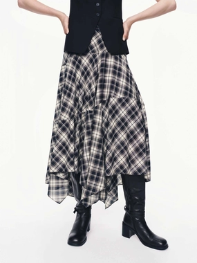 Asymmetric Plaid Skirt quick dry Casual Outfit