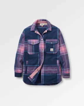 Vintage Wash Special Occasion East Recycled Polar Fleece Shirt - Rich Navy/Pink Haze Check