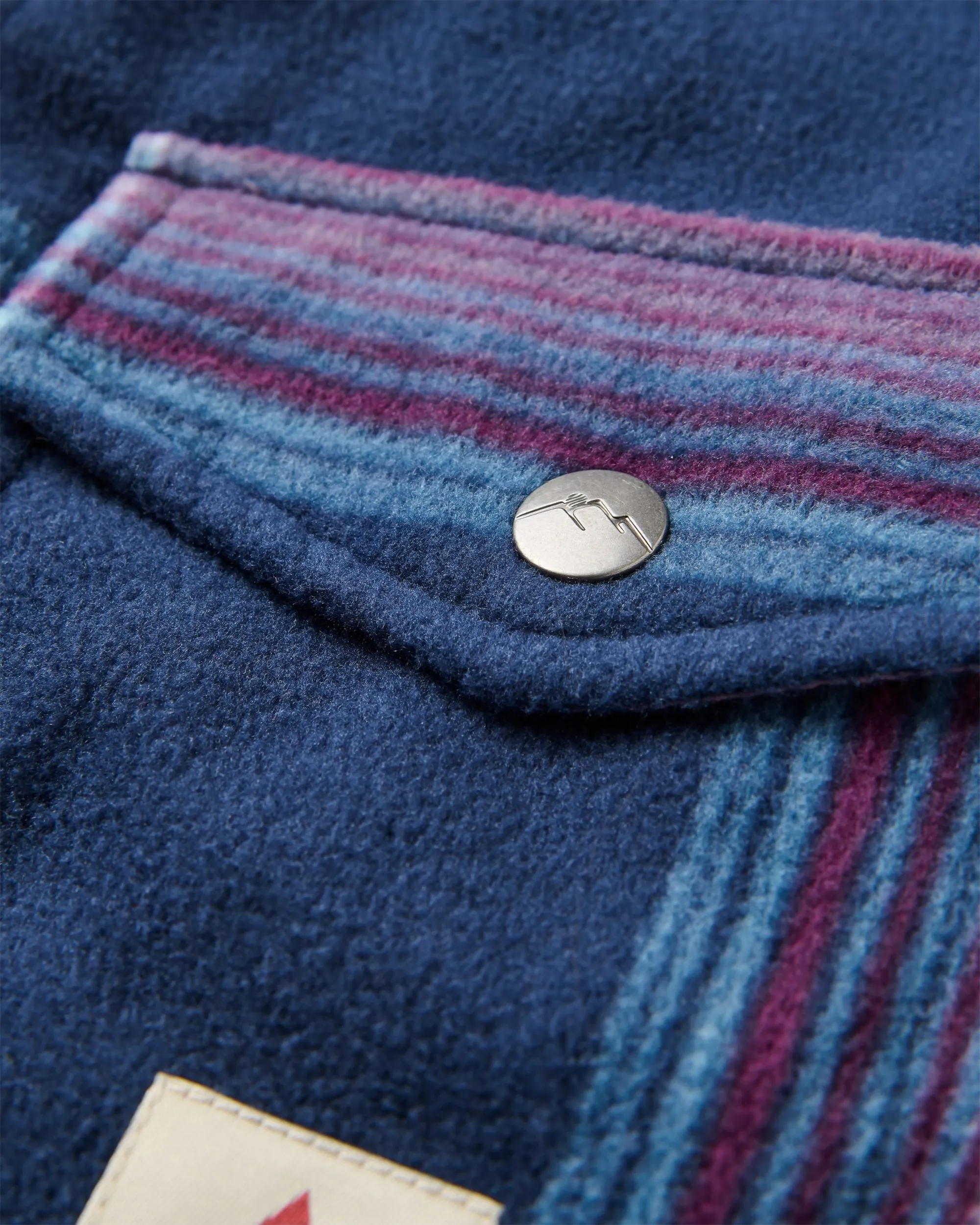 Tailored Cut Quick Release Placket East Recycled Polar Fleece Shirt - Rich Navy/Pink Haze Check