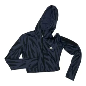 Athletic Jacket By Adidas In Black & Blue, Size:M All Weather Adaptability Drop Tail Hem