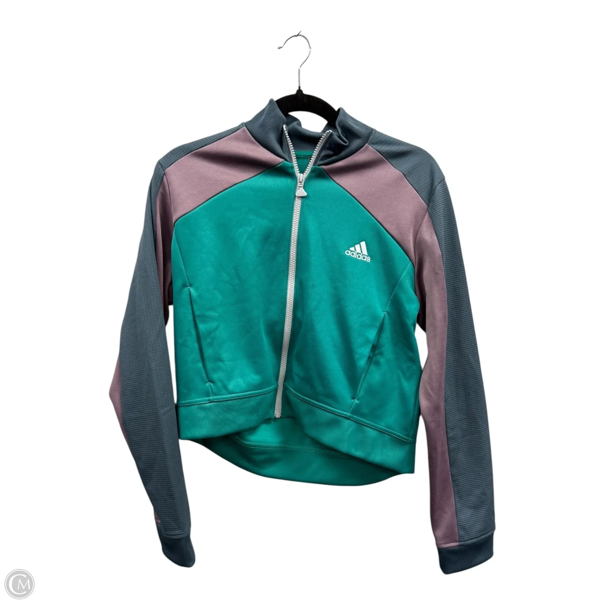 Athletic Jacket By Adidas In Blue & Green, Size: L ReflectiveTrimDetails