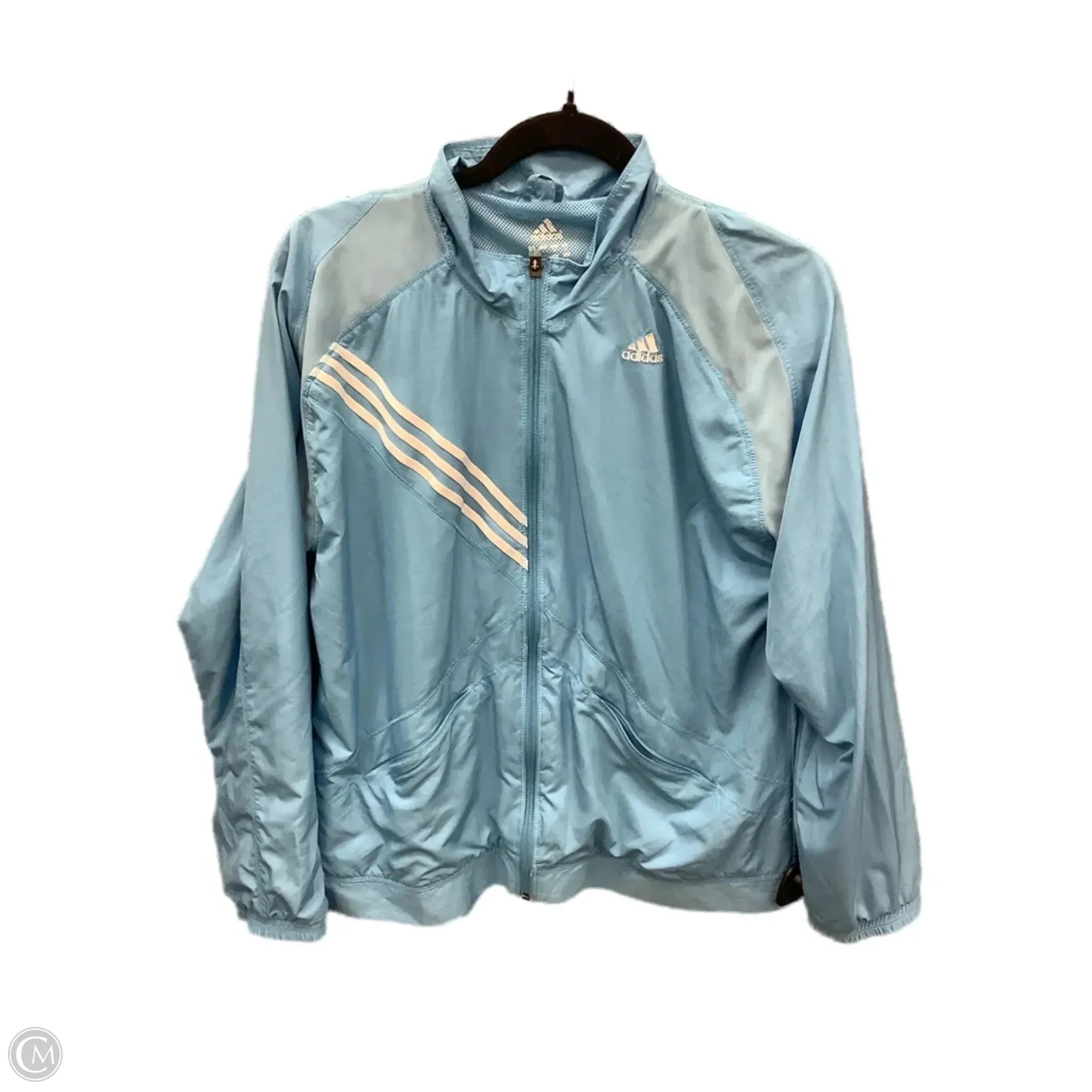 Athletic Jacket By Adidas In Blue, Size: L Subtle Texture Four Way Stretch