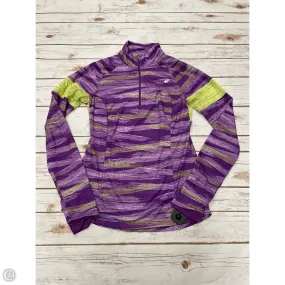 Quick Dry Fabric Technology Velcro Fasten Athletic Jacket By Asics In Purple & Yellow, Size: S