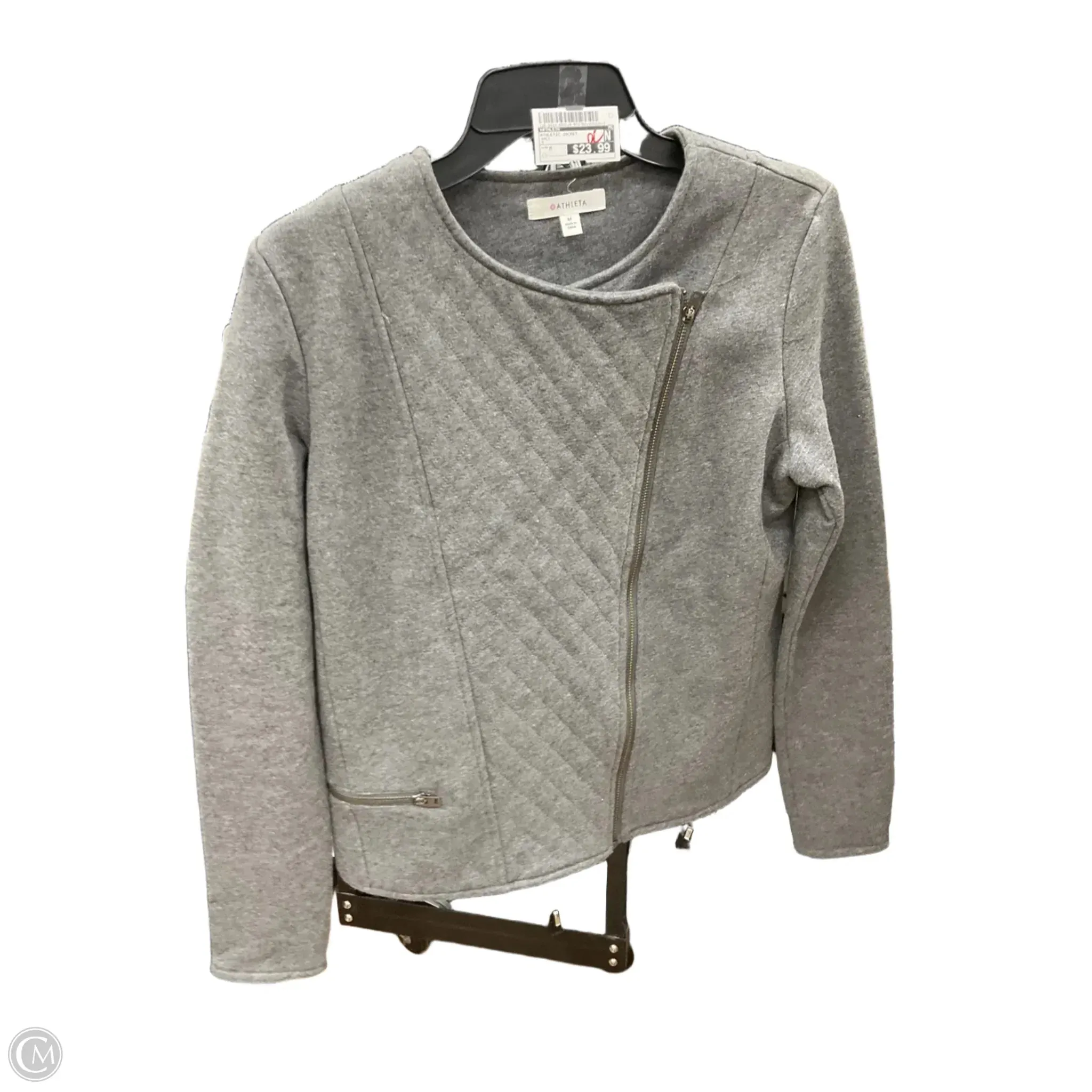 Water Repellent Coating Ventilation Panels Athletic Jacket By Athleta In Grey, Size: M