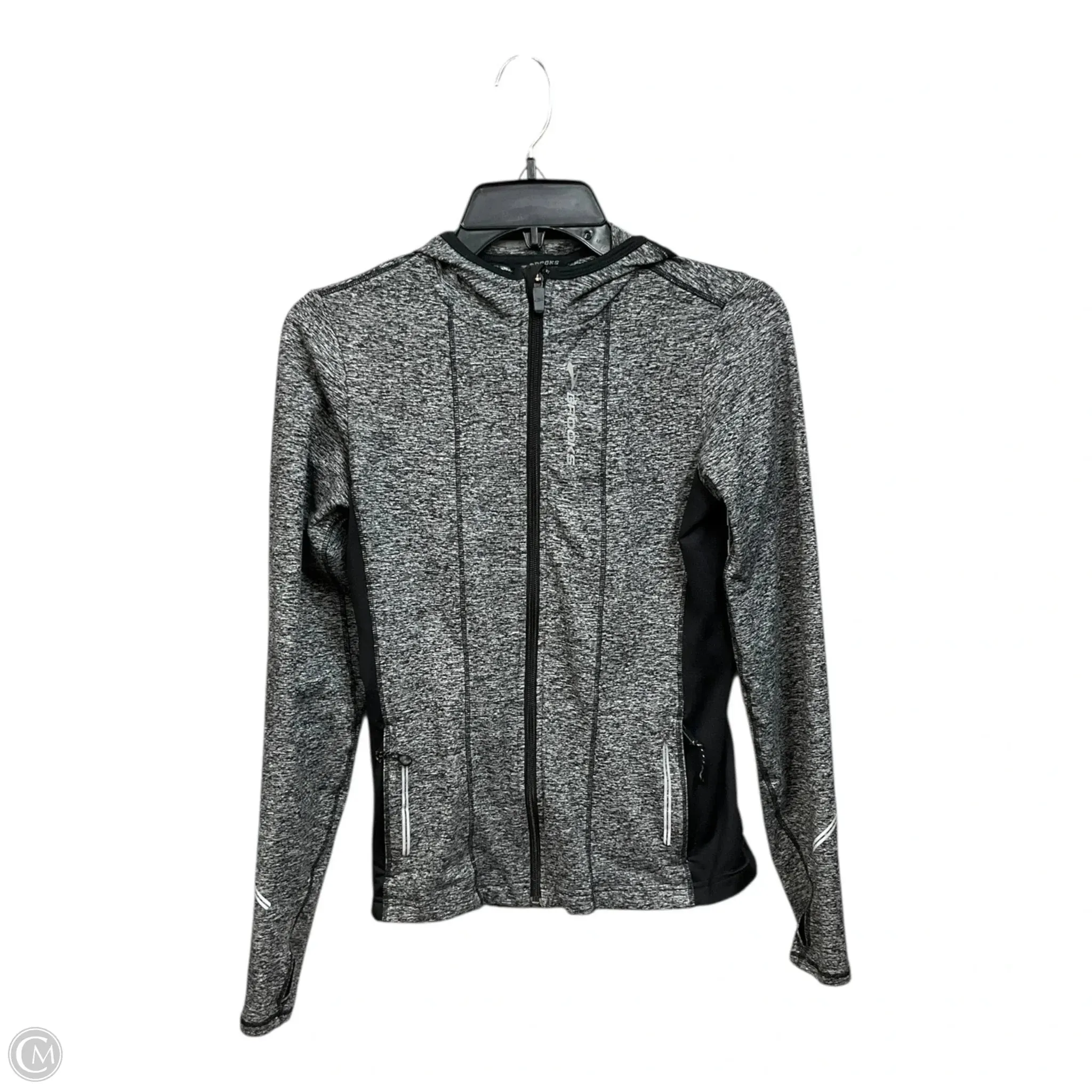 Athletic Jacket By Brooks In Black & Grey, Size: Xs Layered Protection