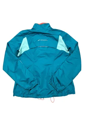 Weatherproof Zipper Closure Abrasion Resistant Finish Athletic Jacket By Brooks In Blue, Size:S
