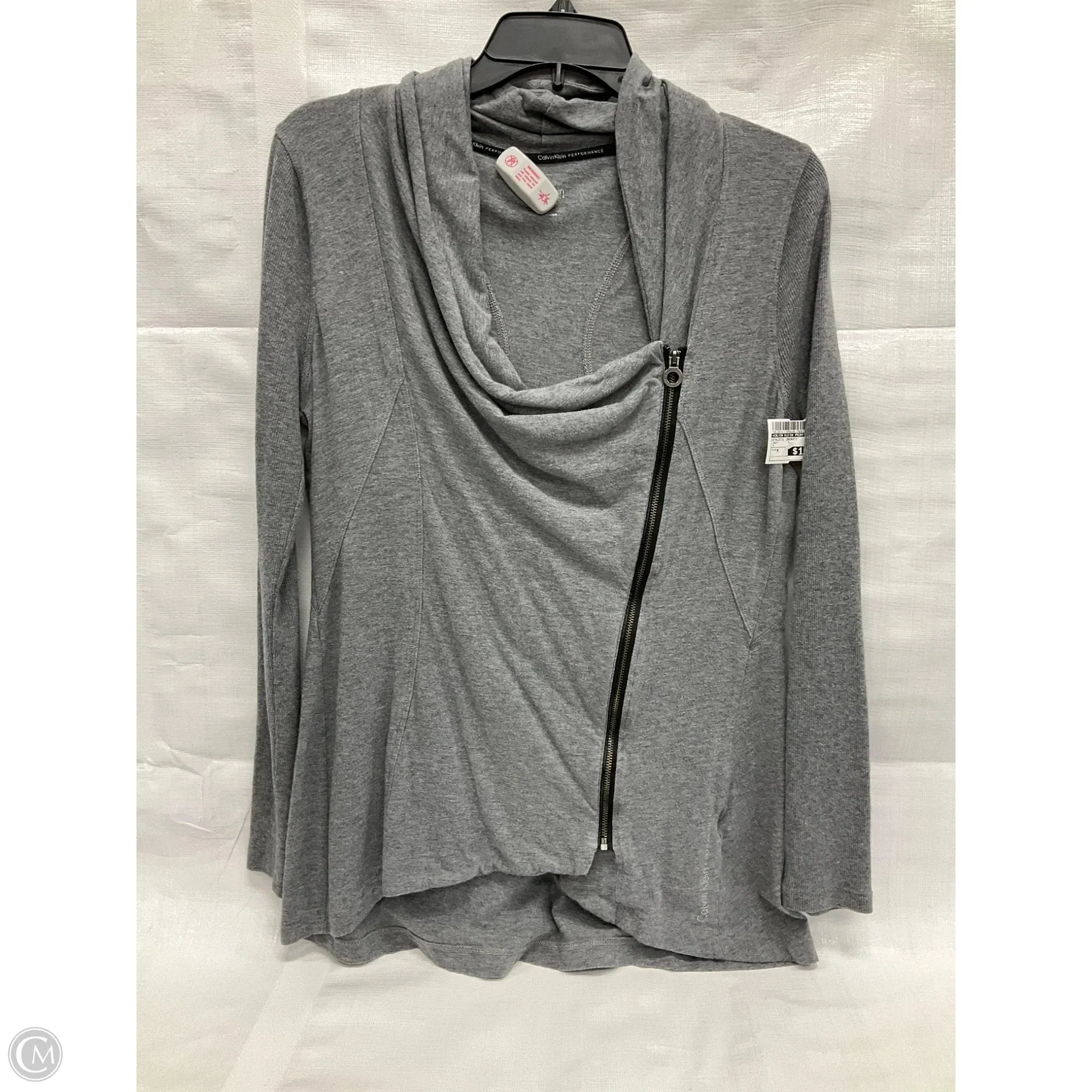 Anti Slip Interior Athletic Jacket By Calvin Klein Performance In Grey, Size: M