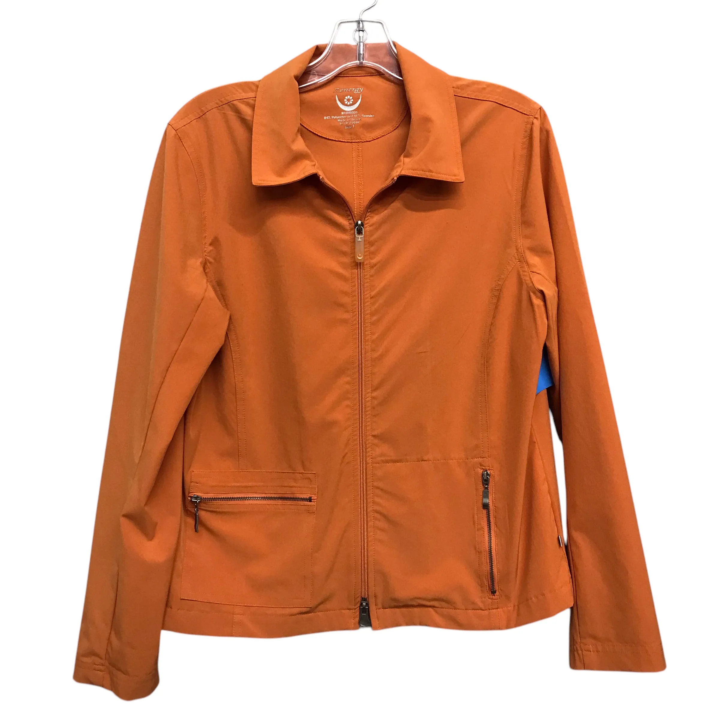 Flame retardant All Season Performance Weave Athletic Jacket By Chicos In Orange, Size:M
