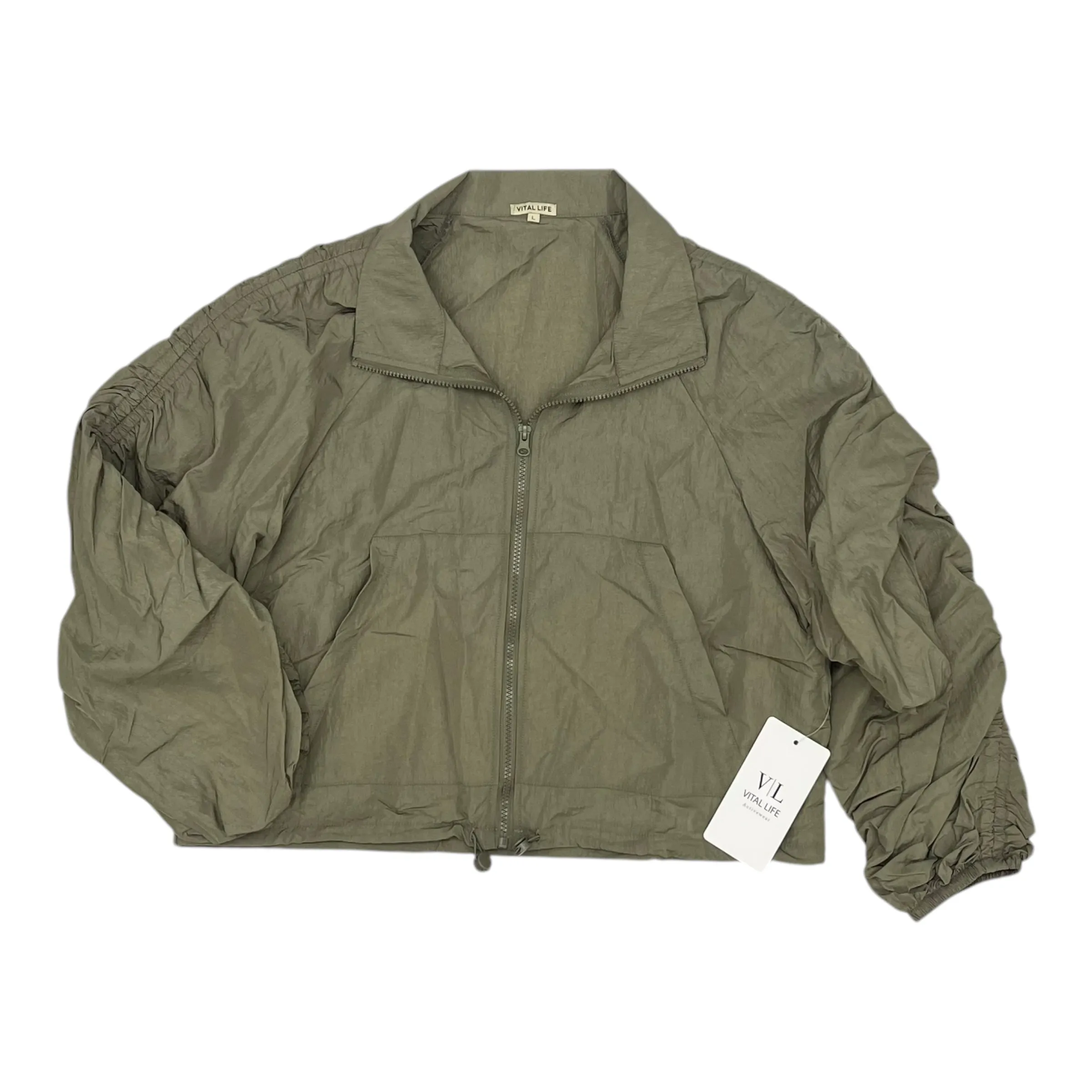 Noise Reduced Fasteners Light Travel Piece Athletic Jacket By Clothes Mentor In Green, Size:L