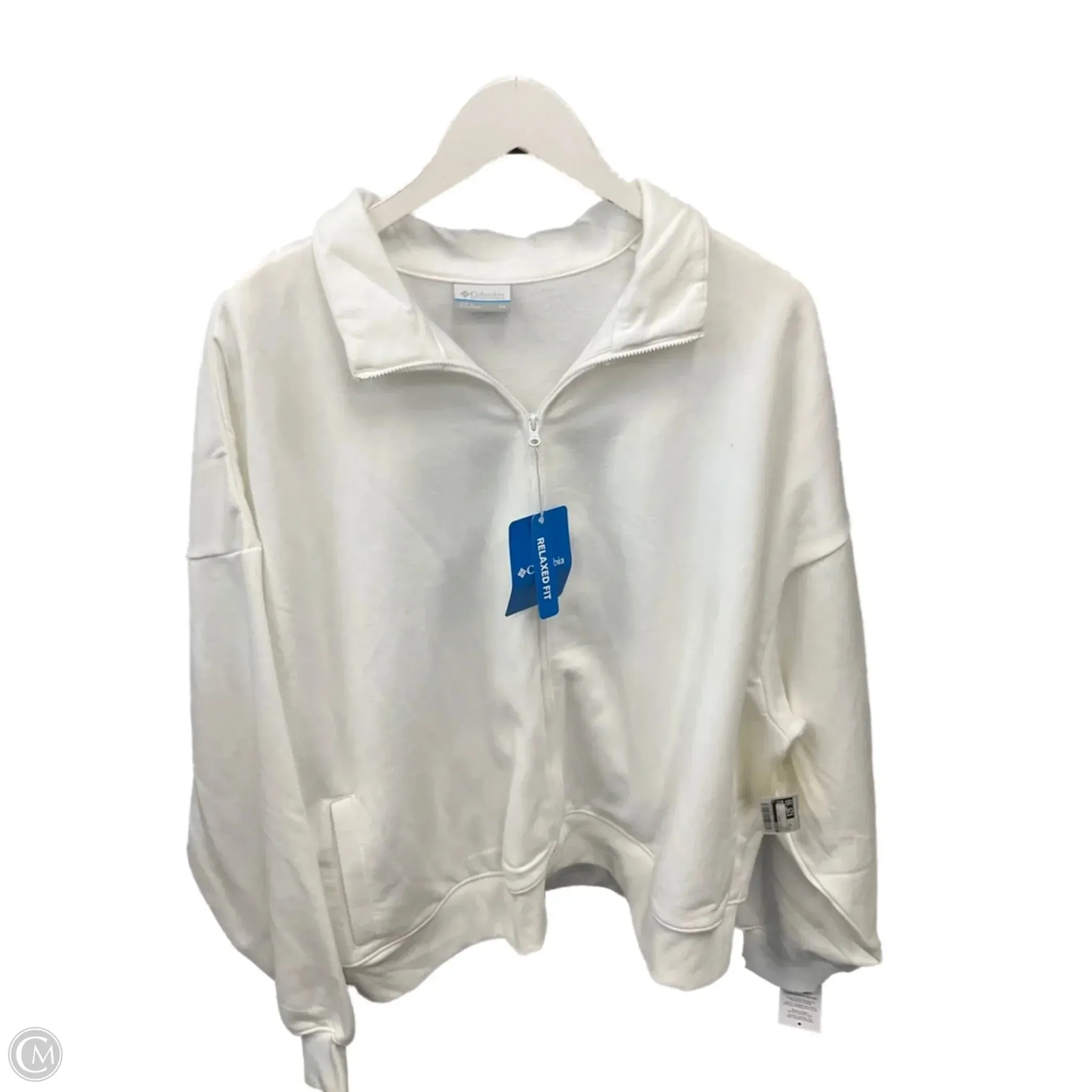 Athletic Jacket By Columbia In White, Size: 2x Rubberized Zippers