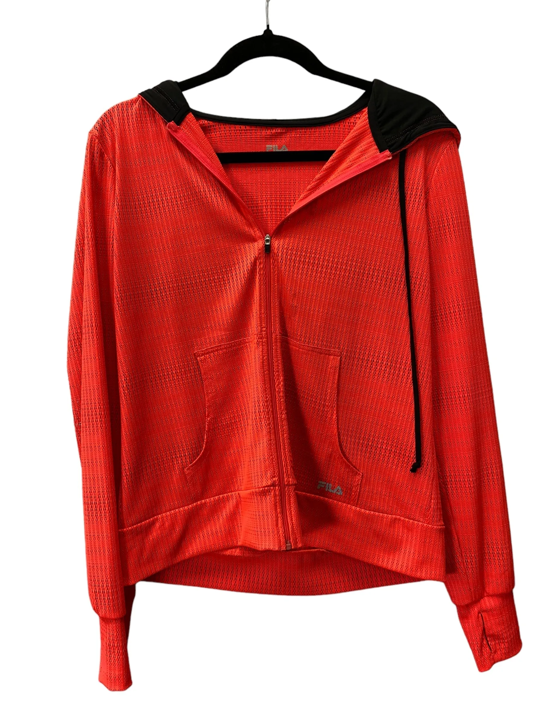 Athletic Jacket By Fila In Orange, Size: M Casual Comfy Layer Poly Blend