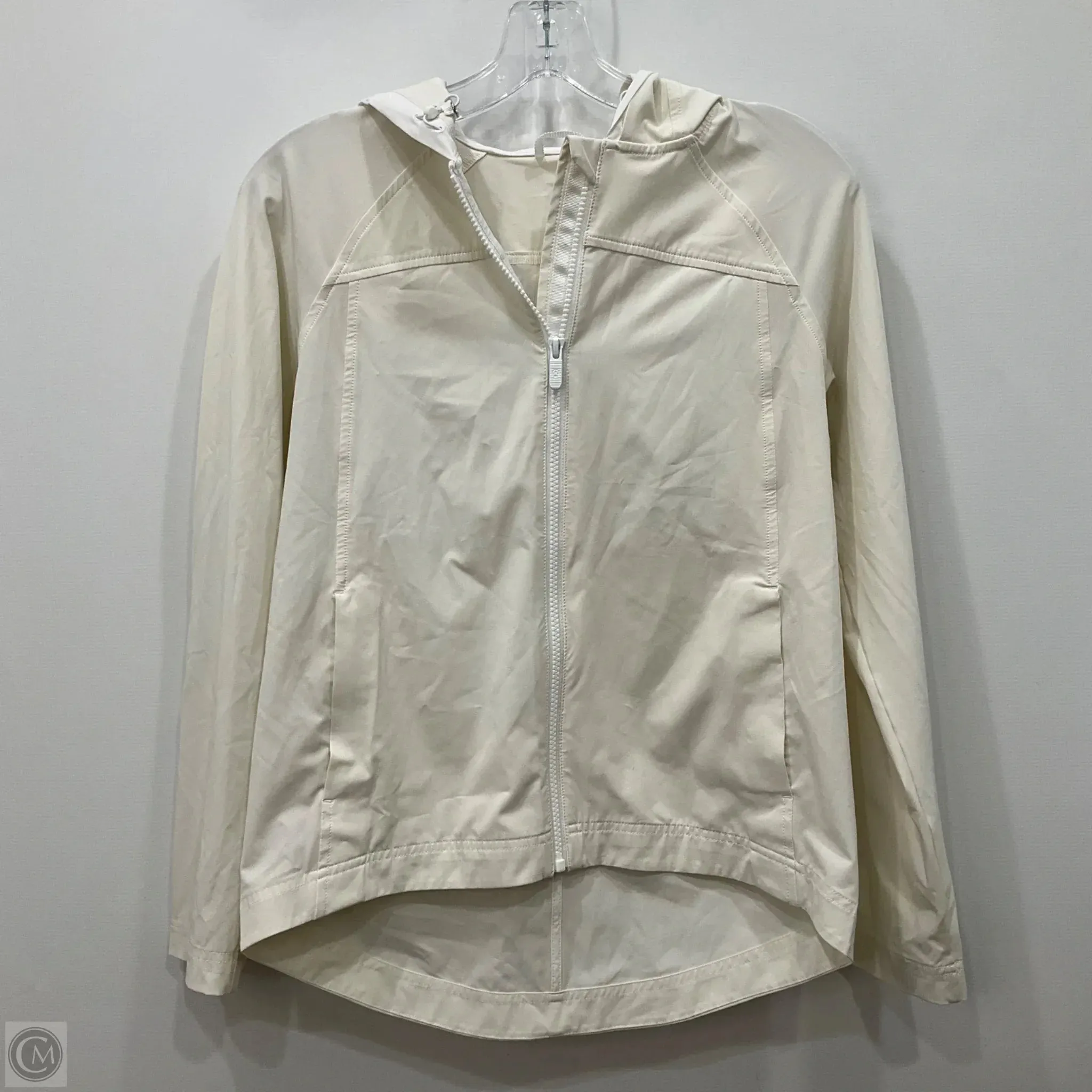 Athletic Jacket By Lululemon In Beige, Size: 4 Stretch Fabric Double Breasted
