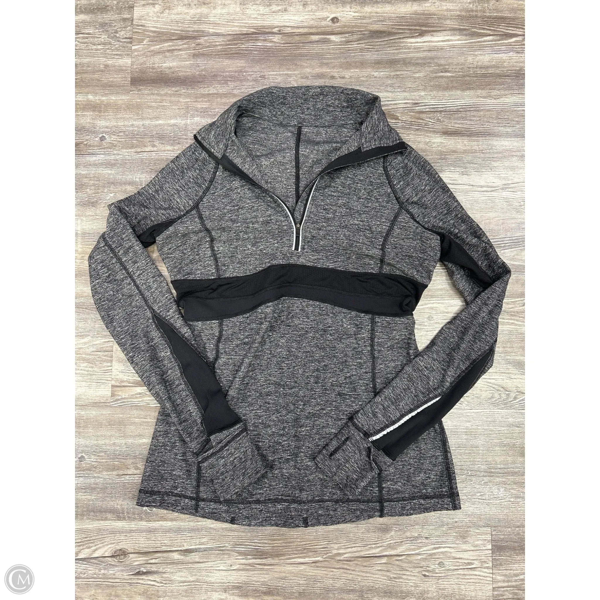 Hiking Trail Outfit Athletic Jacket By Lululemon In Black & Grey, Size: 10