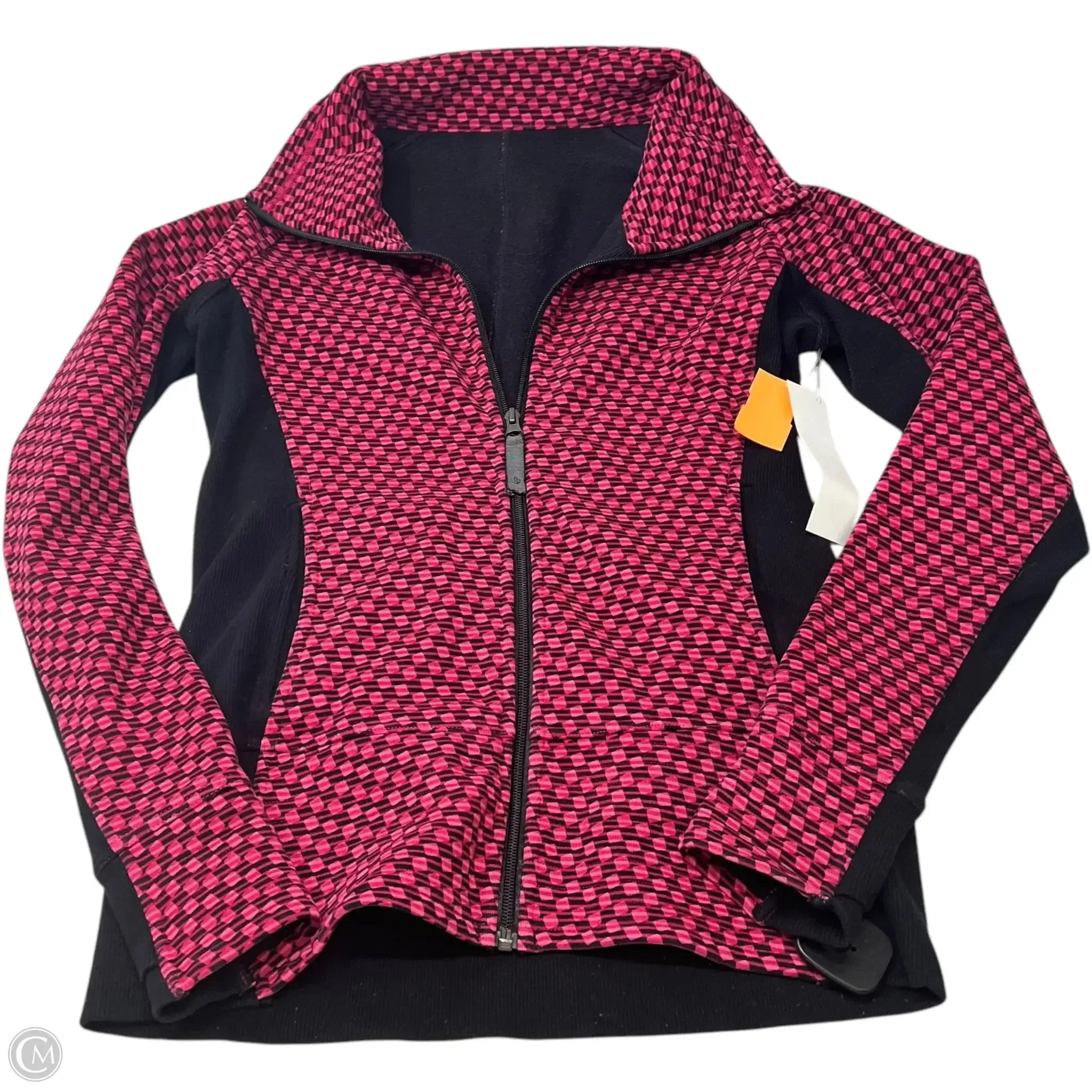 Non Irritating Collar Athletic Jacket By Lululemon In Black & Pink, Size: M