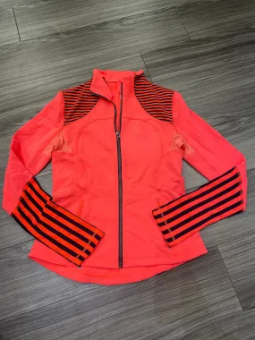 Faux Fur Collar Athletic Jacket By Lululemon In Coral, Size: 10