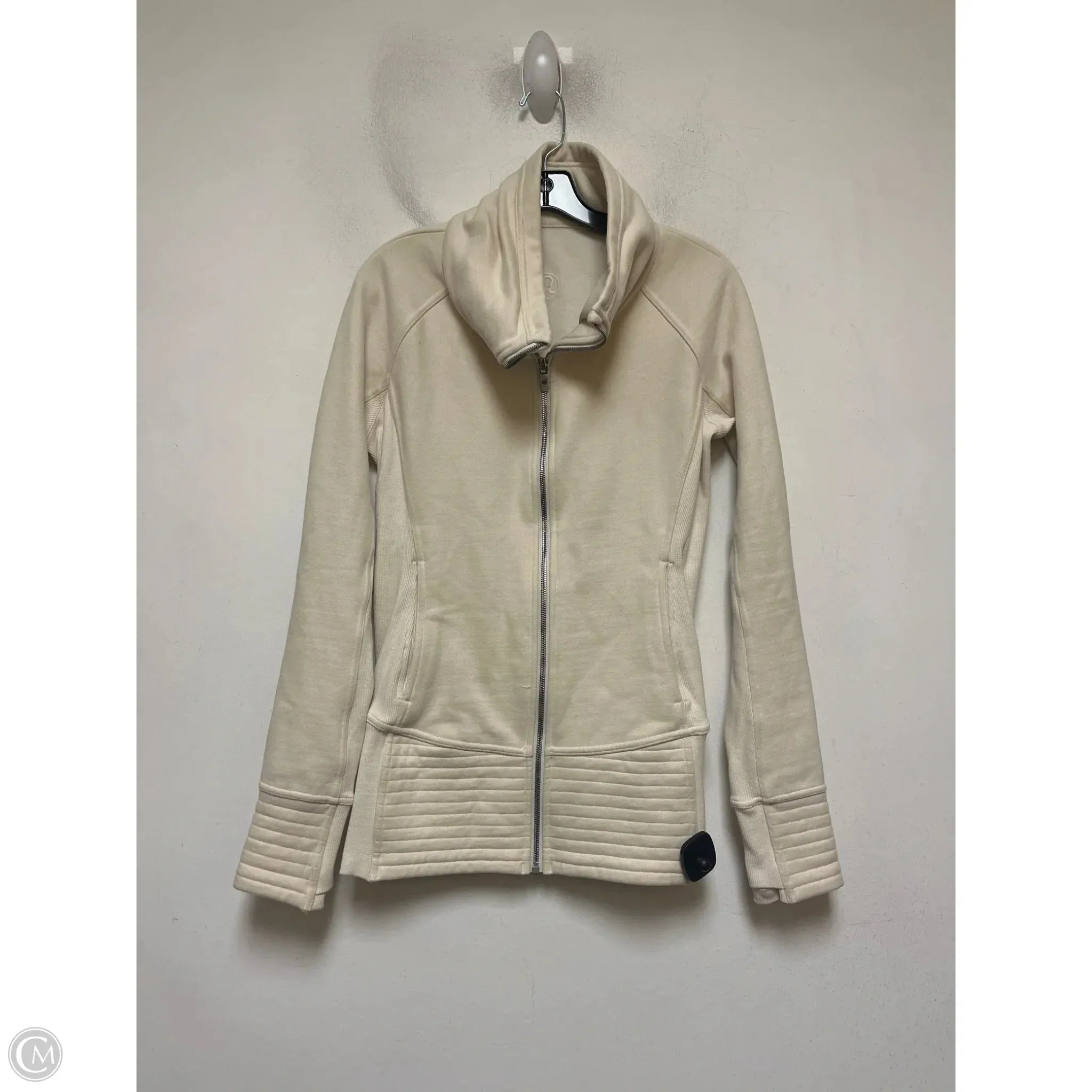 Athletic Jacket By Lululemon In Cream, Size: 8 Quick Drying Layered Comfort Look
