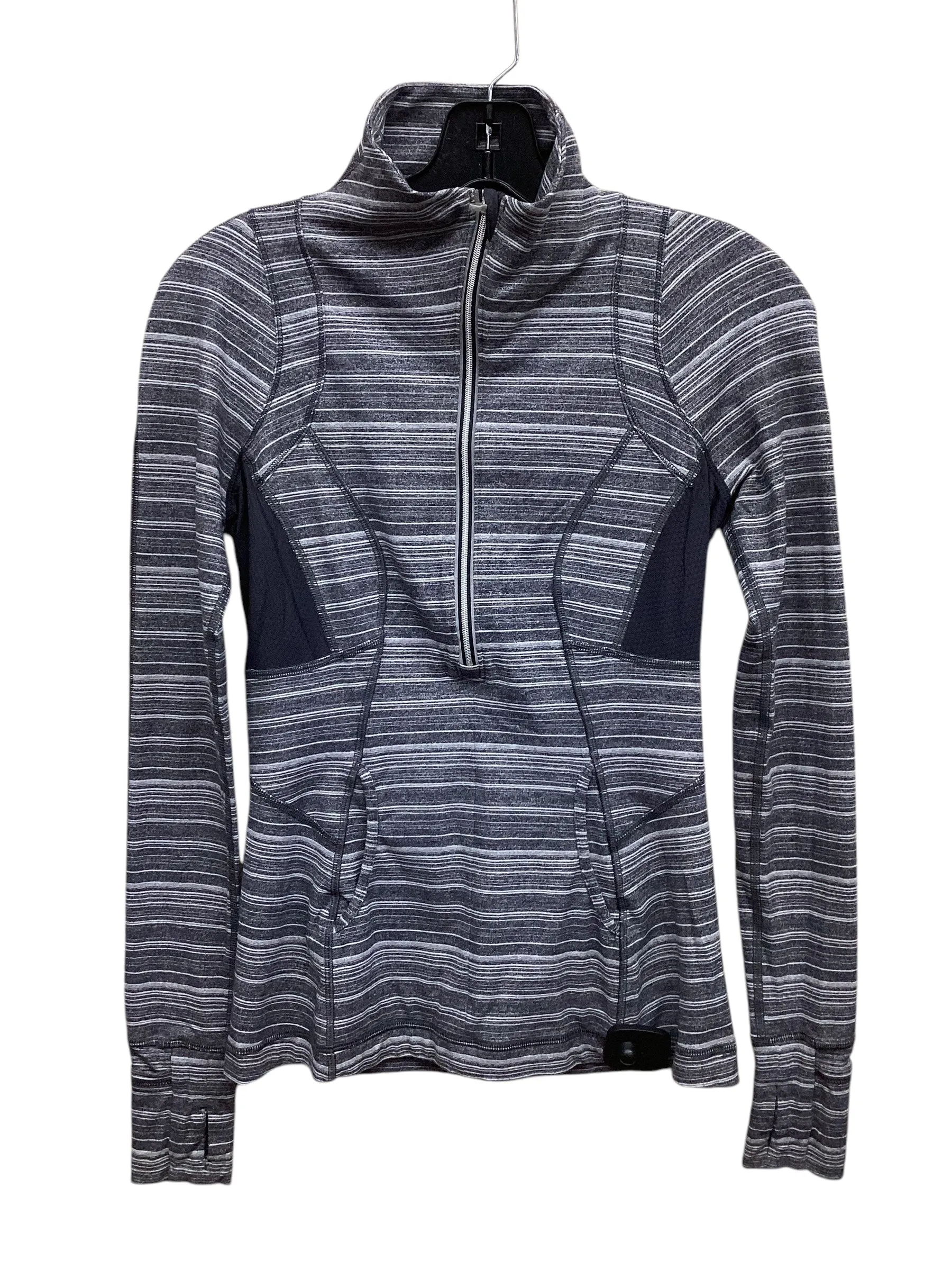 NonRestrictive Movement Design Athletic Jacket By Lululemon In Grey & White, Size: 4