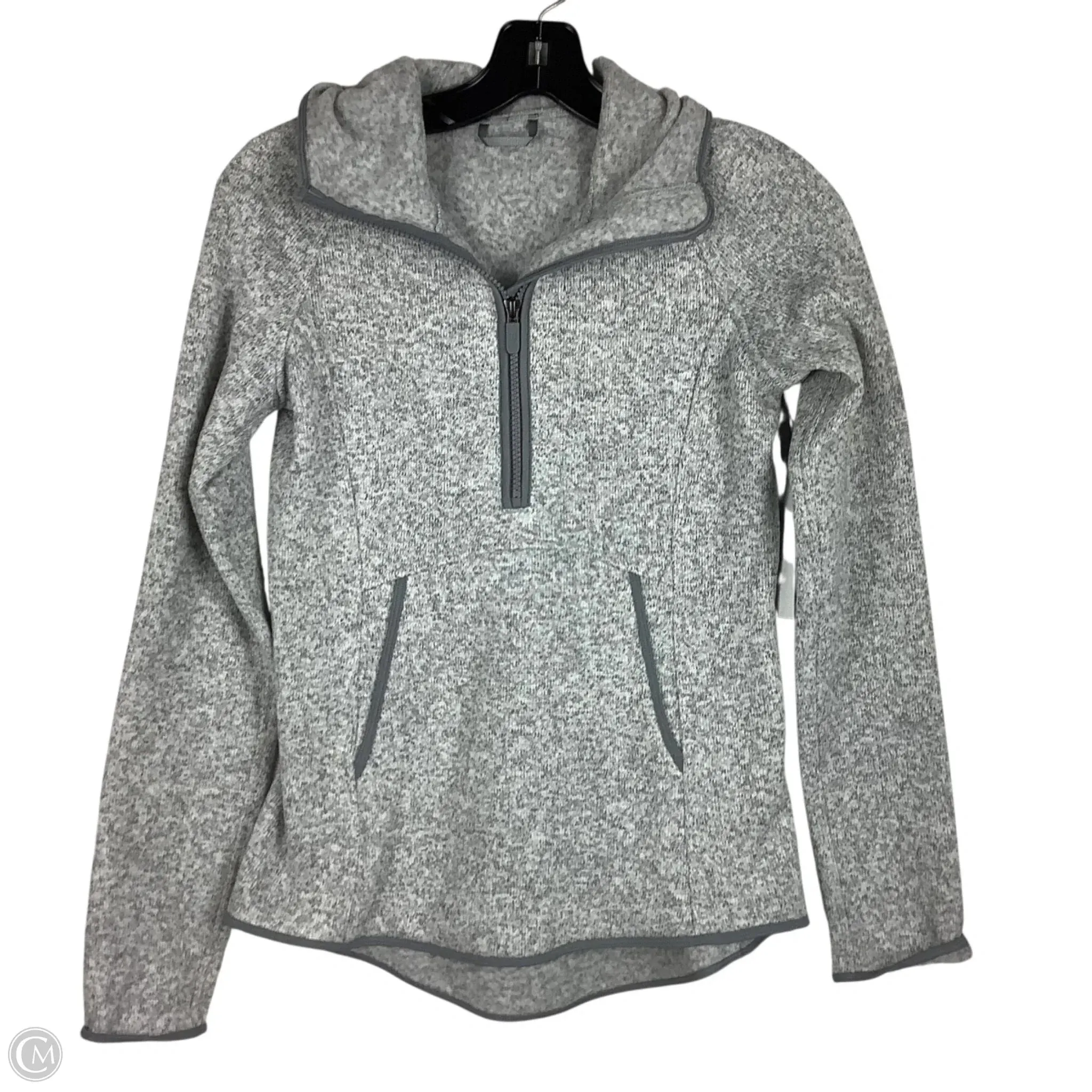 Stretchable Material Athletic Jacket By Lululemon In Grey, Size: 4