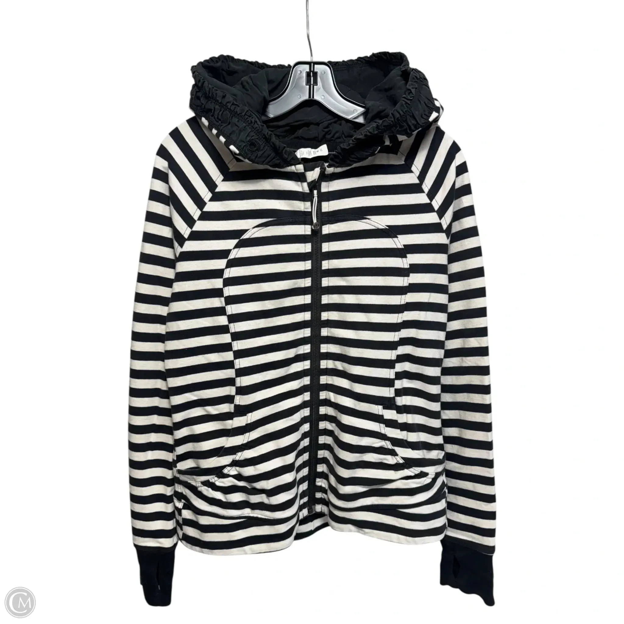 Snap Closure System Athletic Jacket By Lululemon In Striped Pattern, Size: 10