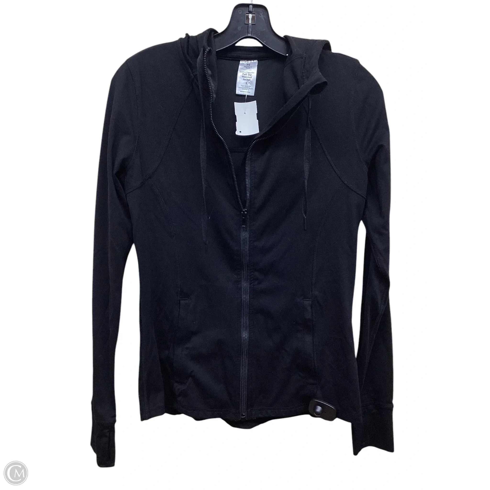 Convertible Collar Eco Friendly Recycled Material Athletic Jacket By Members Mark In Black, Size: M