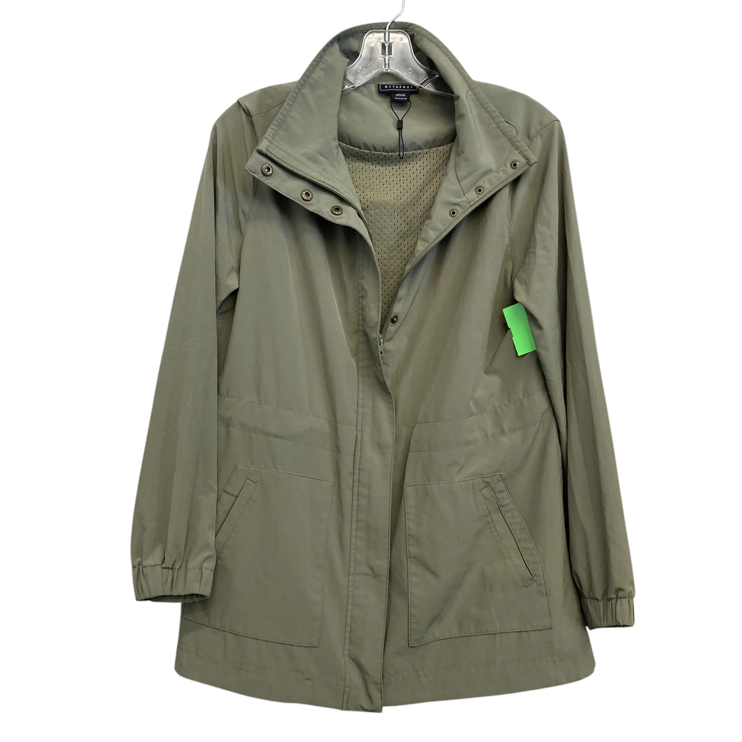 Snap Closures Quilted Interior Athletic Jacket By Metaphor In Green, Size:M