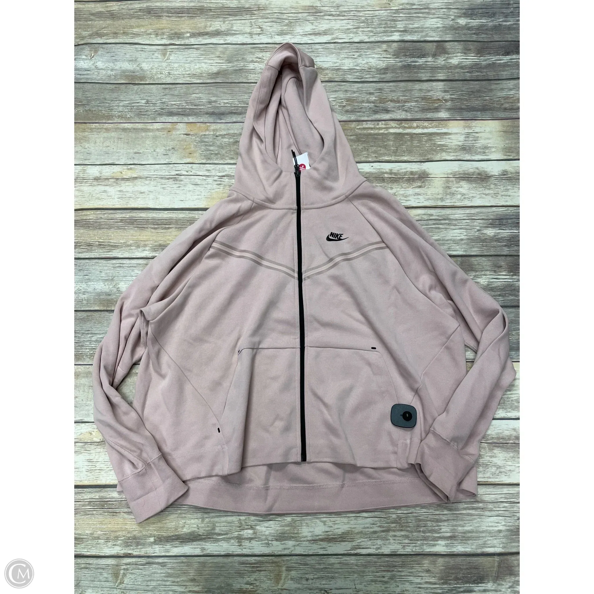 Bonded Edge Finish Windproof Design Athletic Jacket By Nike In Black & Pink, Size: 2x