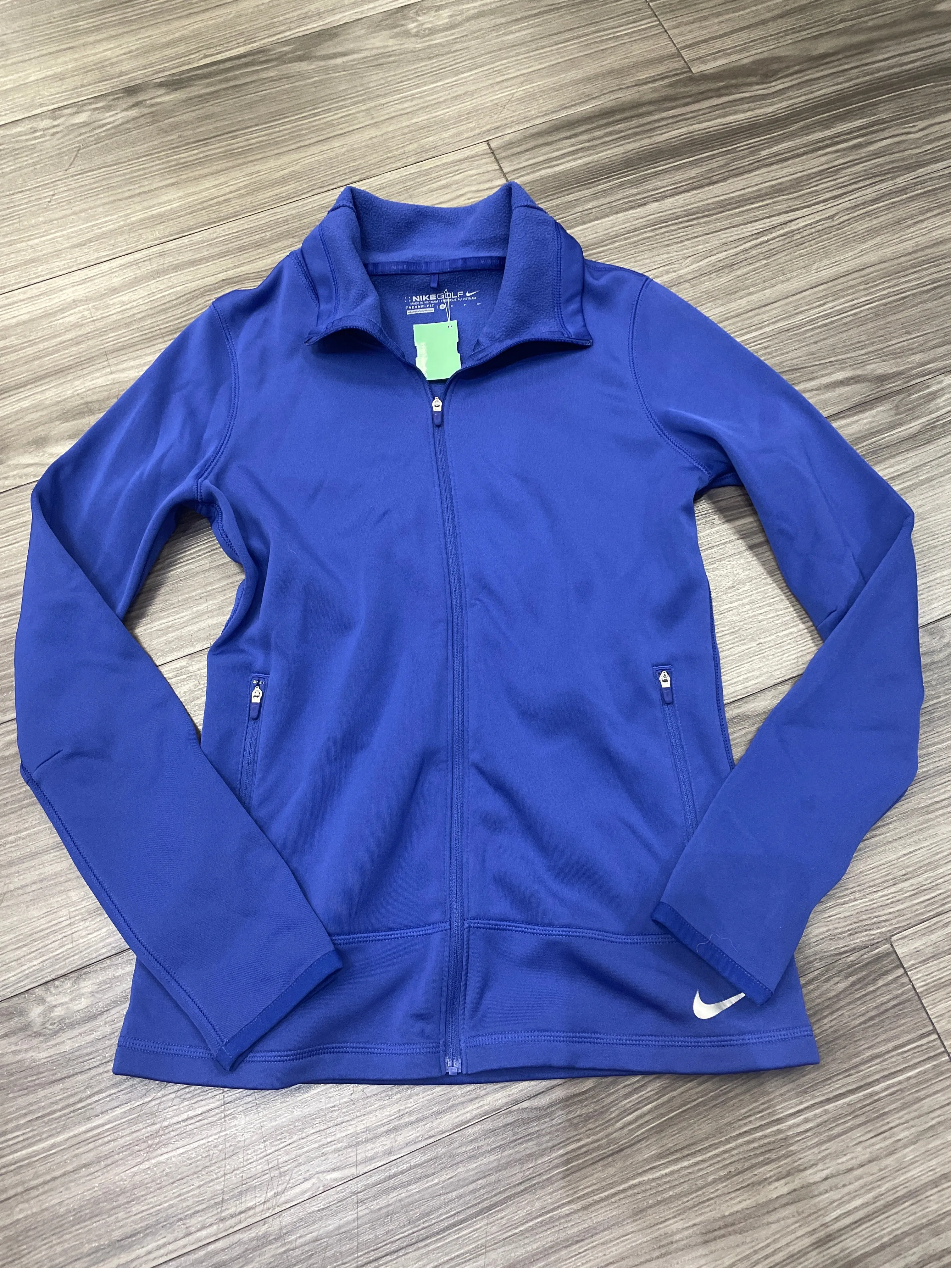 Athletic Jacket By Nike In Blue, Size: S Seamless Welded Construction Non Restrictive Armholes