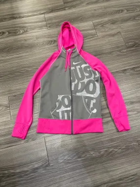 Athletic Jacket By Nike In Grey & Pink, Size: M Full Length Zipper Closure
