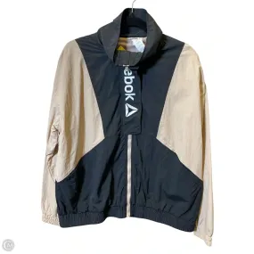 Long Lasting Shape Retention Athletic Jacket By Reebok In Black & Tan, Size: L