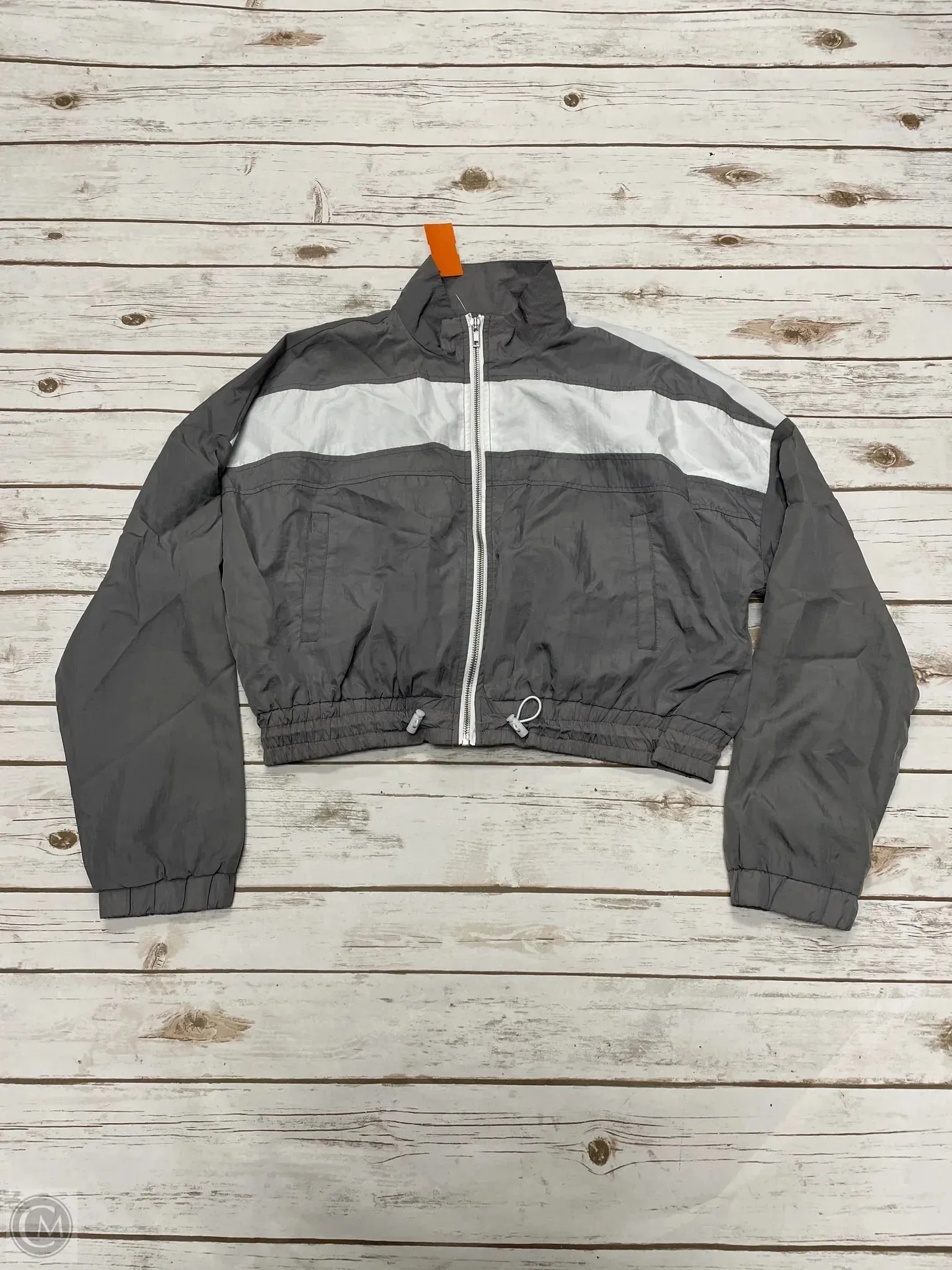 Asymmetric Hemline Microfiber Shell Athletic Jacket By Rue 21 In Grey, Size: L