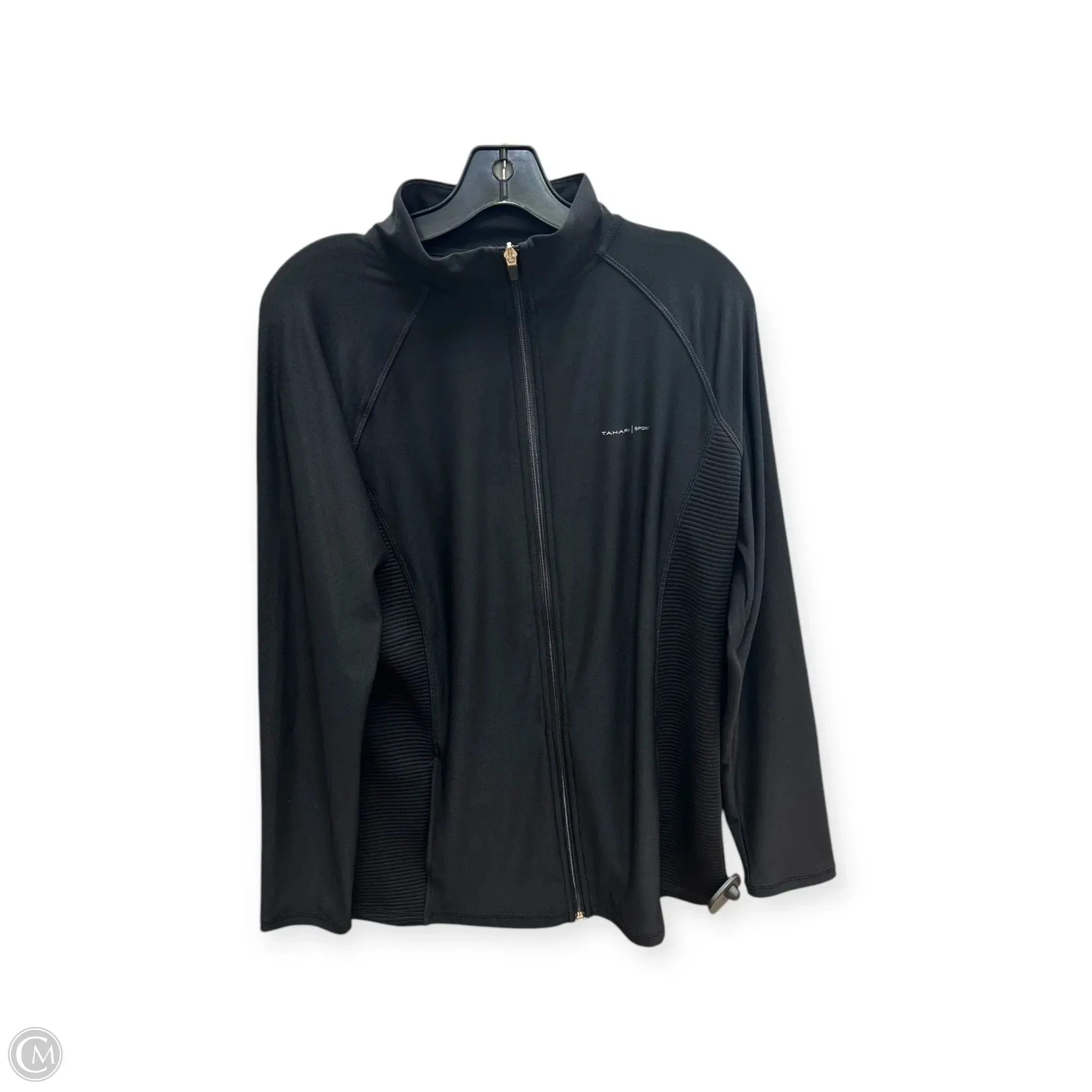 Hypoallergenic Textile NonRestrictiveCut Athletic Jacket By Tahari By Arthur Levine In Black, Size: L